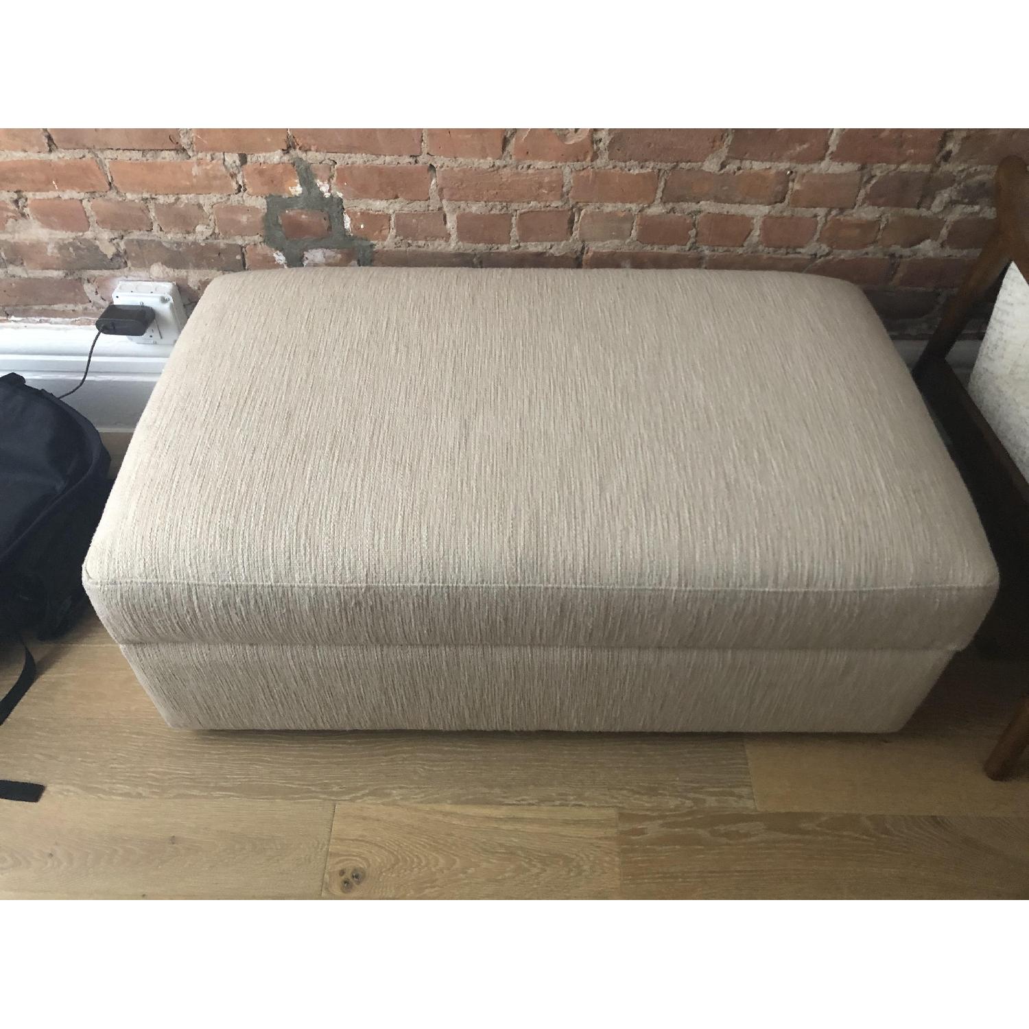 Crate & Barrel Barrett Storage Ottoman w/ Coconut Fabric - image-2