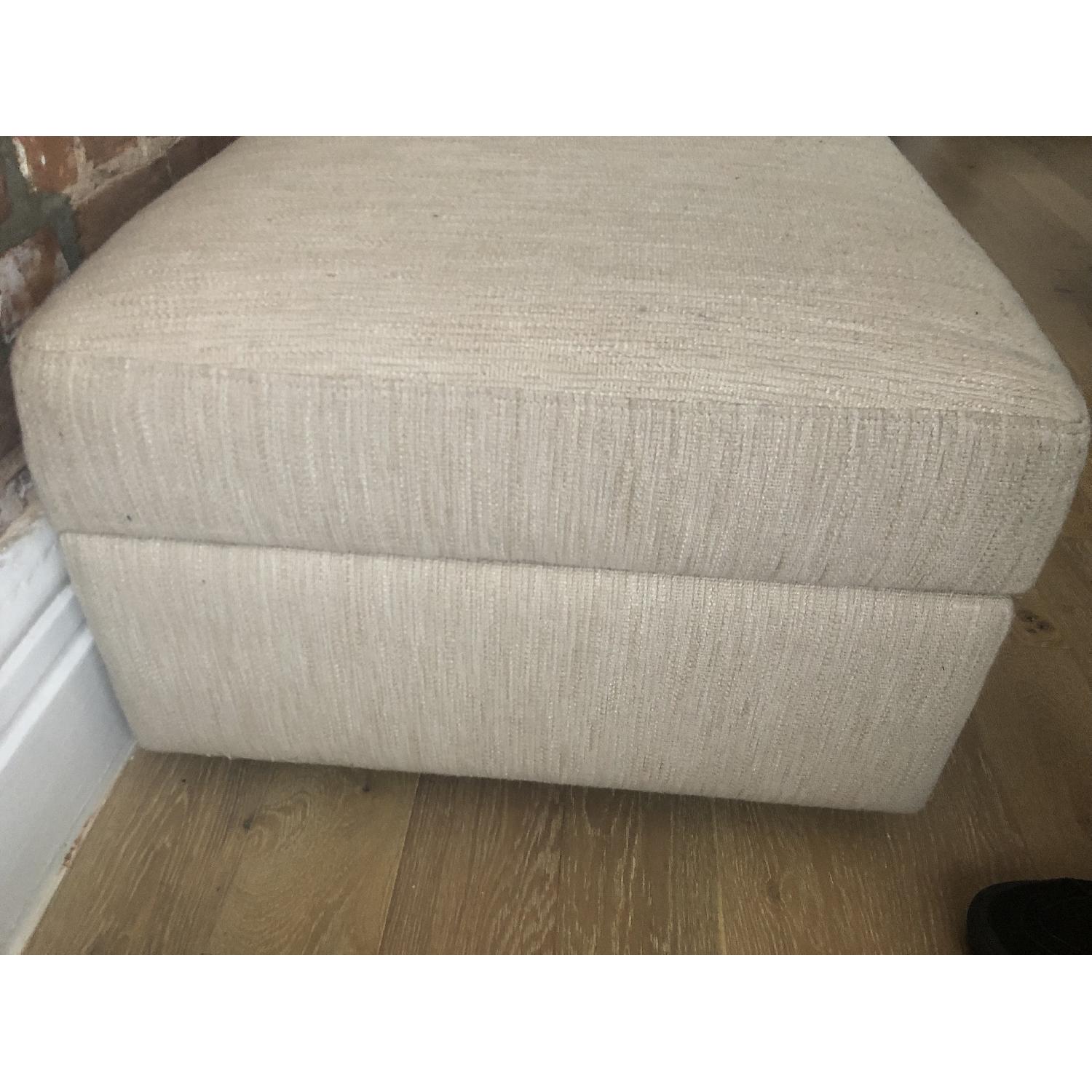 Crate & Barrel Barrett Storage Ottoman w/ Coconut Fabric - image-4