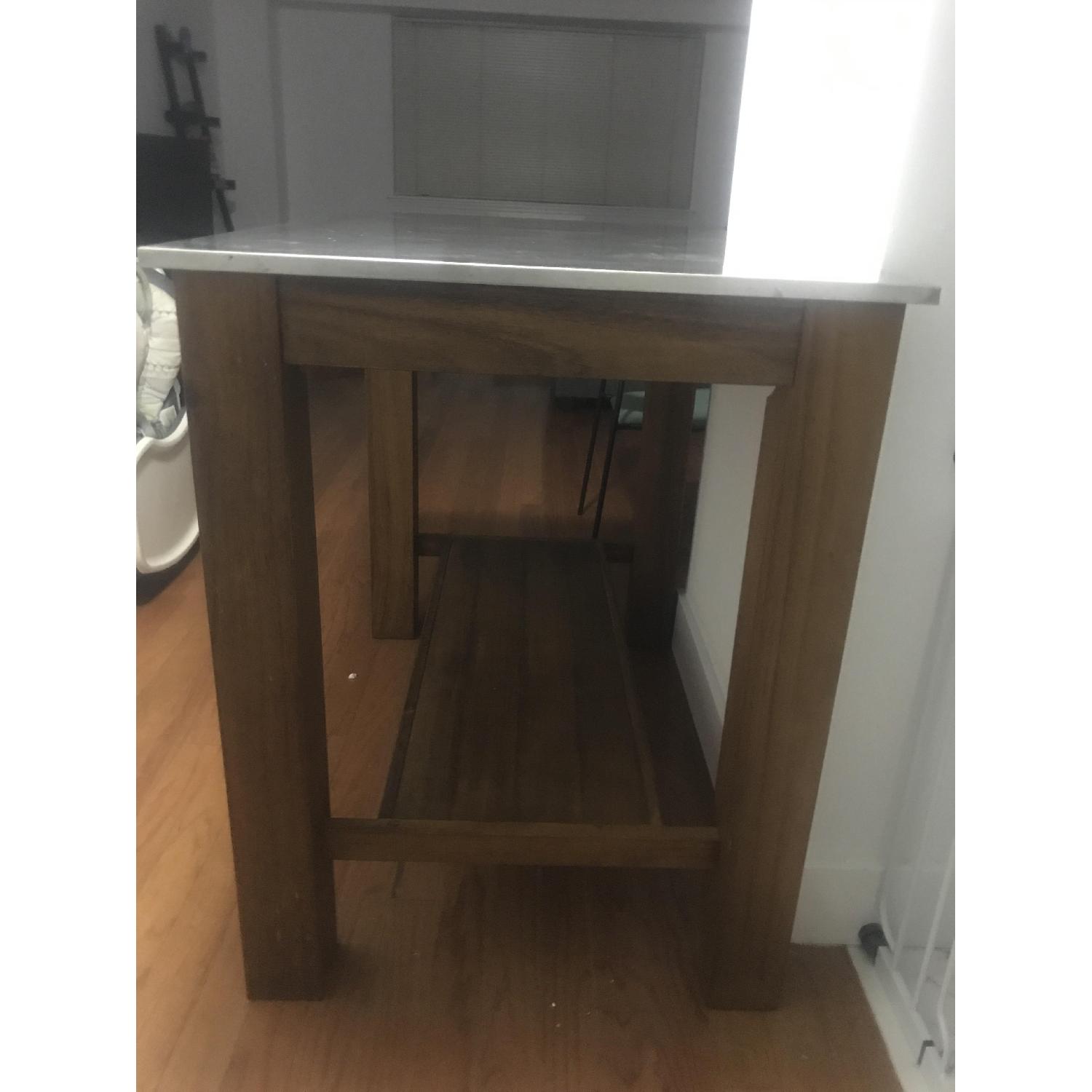 West Elm Rustic Kitchen Island w/ 2 Stools - image-5