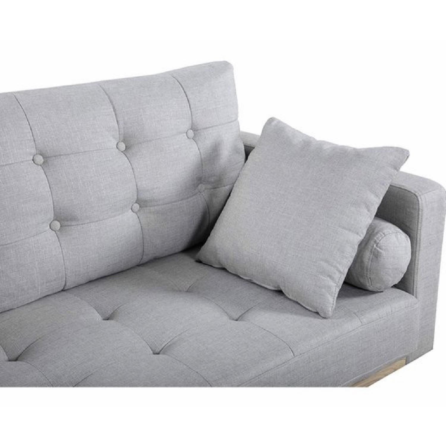 Mid-Century Modern Tufted Linen Fabric Sofa - image-2
