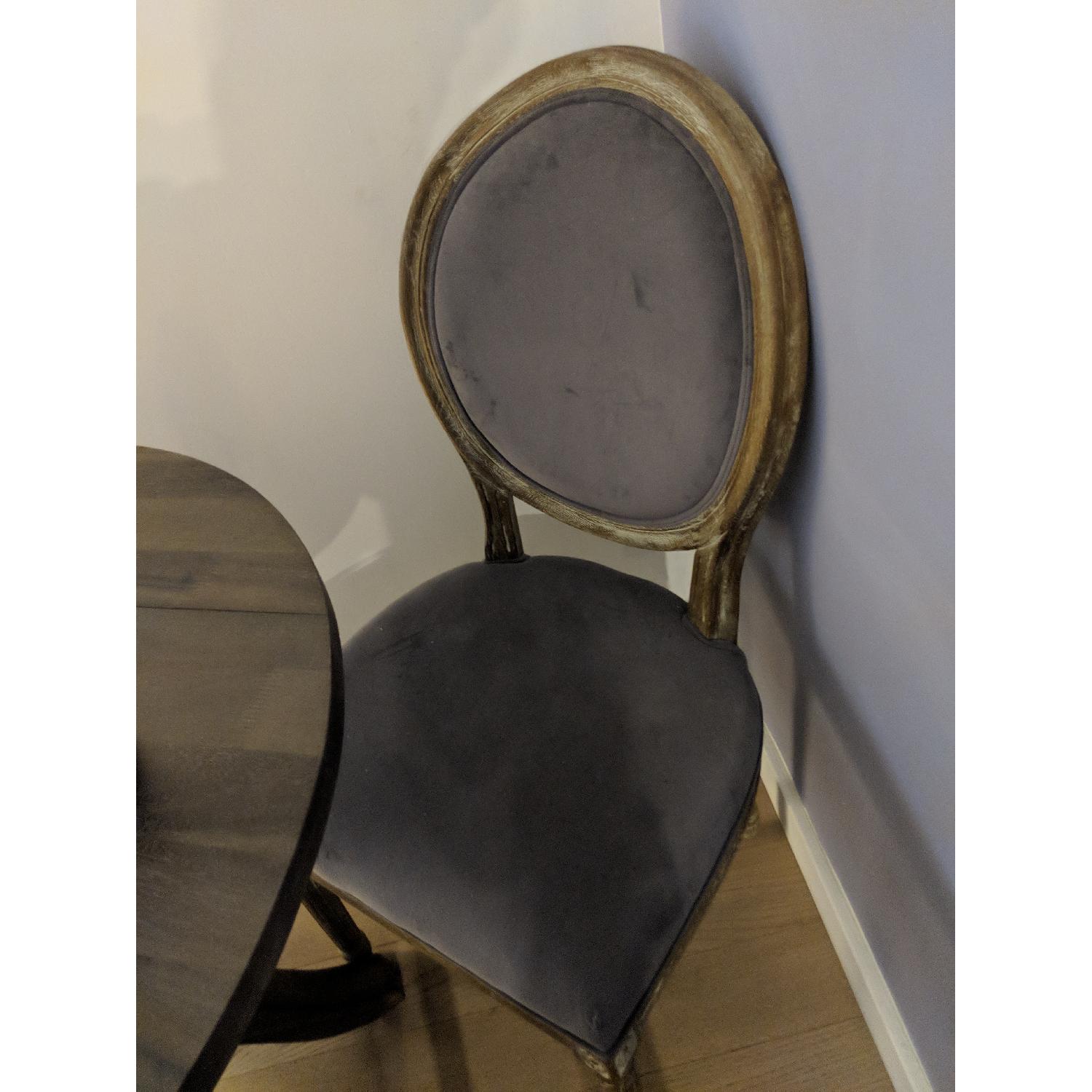 World Market Dining Table w/ 2 Velvet Chairs +1 Bench - image-4