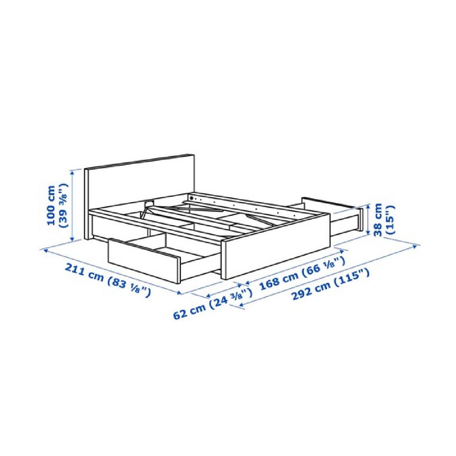 Ikea Malm Slatted Queen Bed w/ 4 Drawers & Storage Headboard AptDeco
