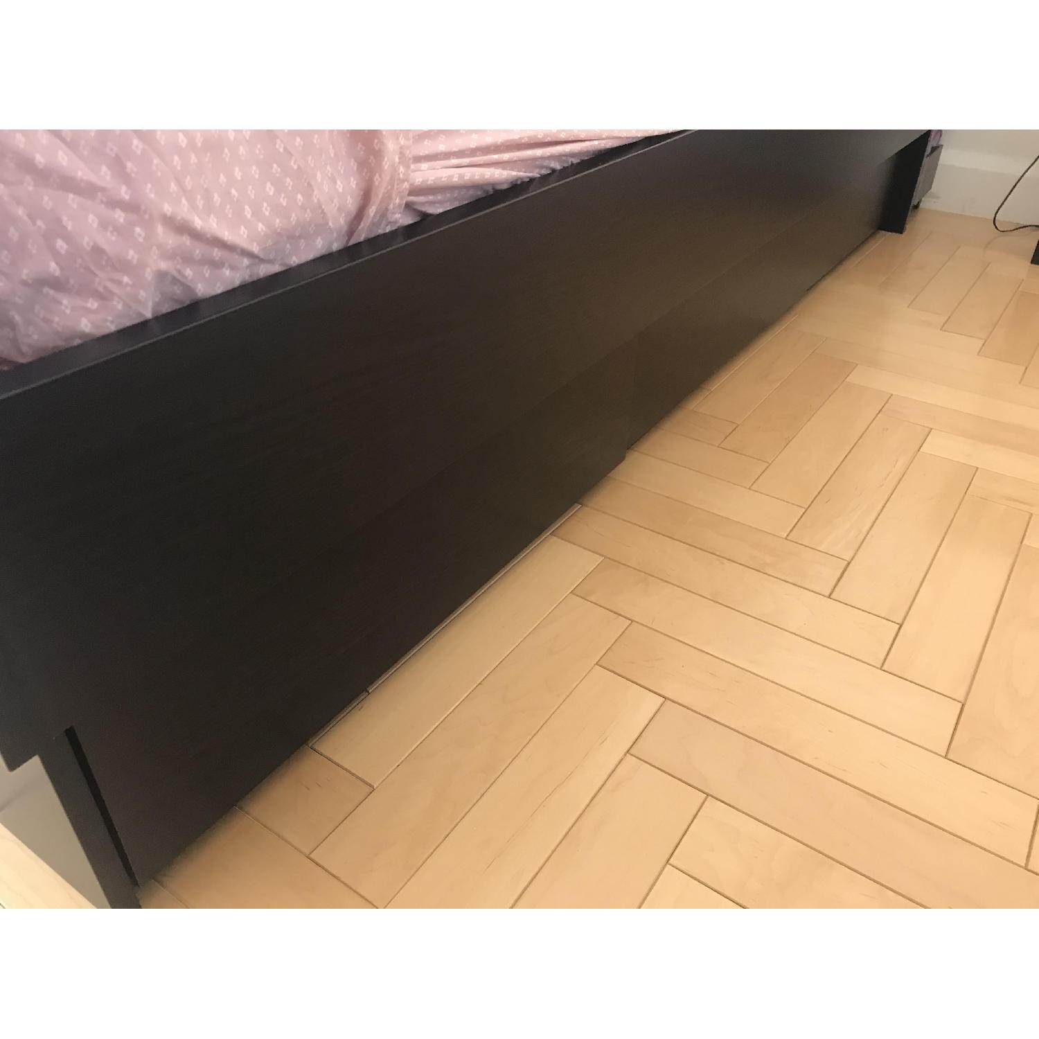 Ikea Malm Slatted Queen Bed w/ 4 Drawers & Storage Headboard AptDeco