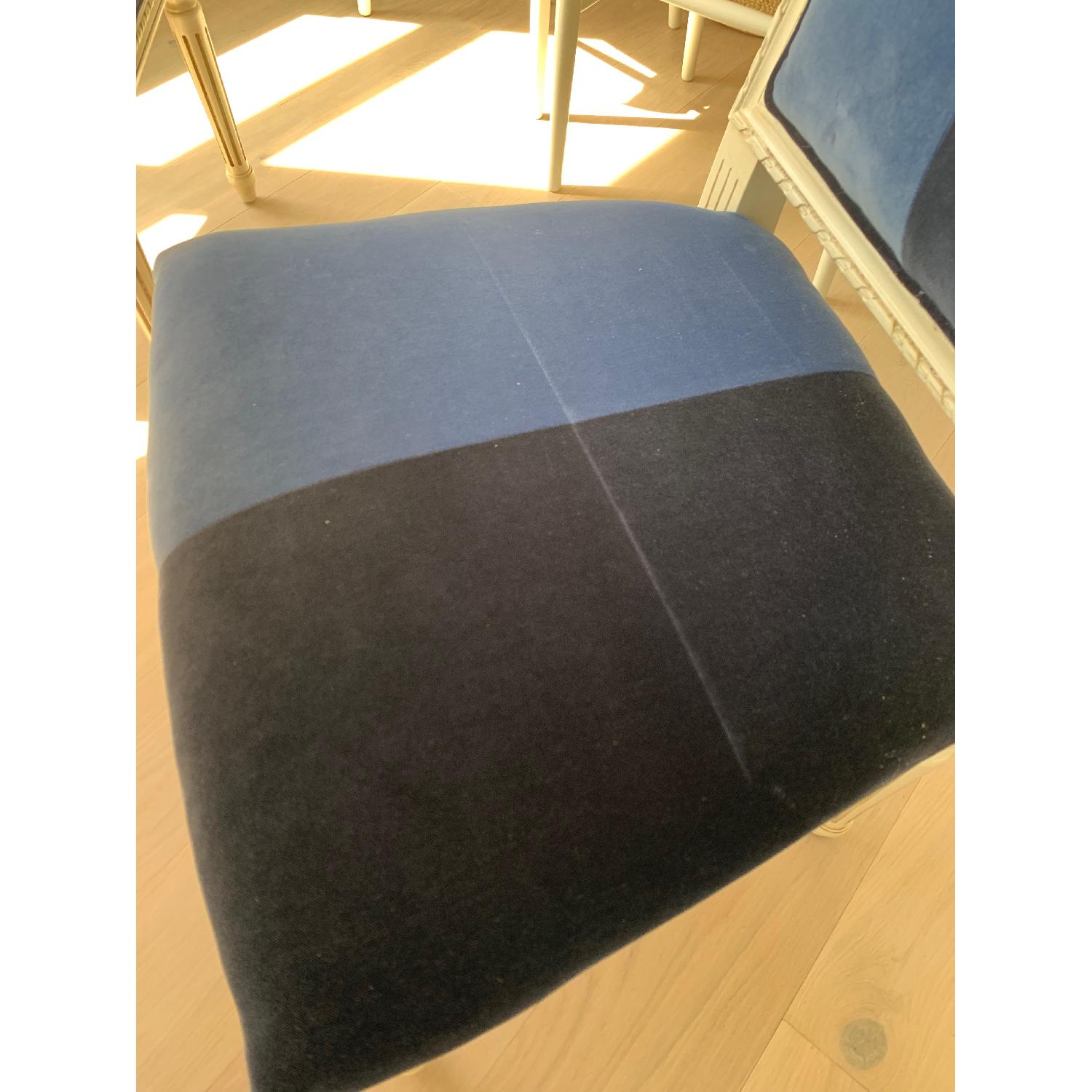 One Kings Lane Cream Wood Blue Striped Dining Chairs - image-4