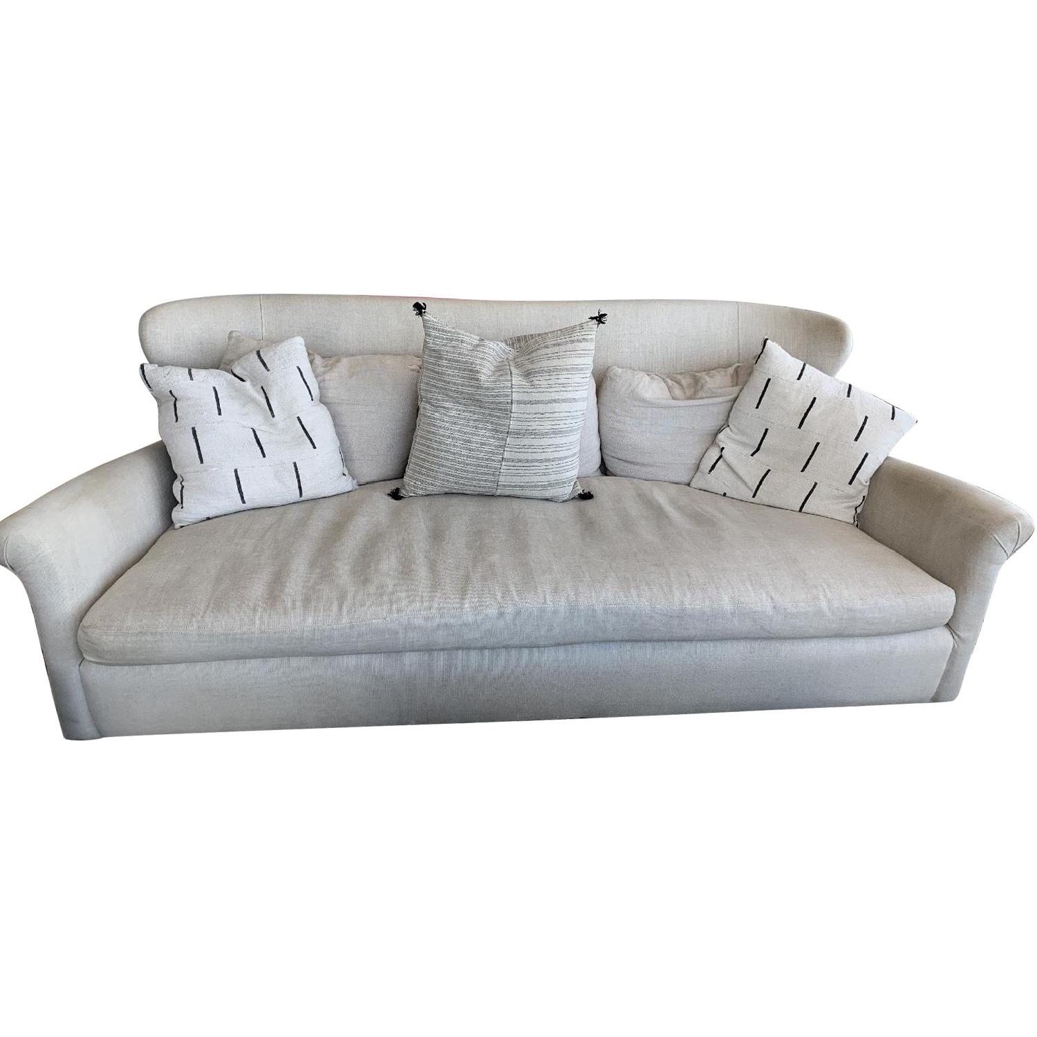 Restoration Hardware Belgian Linen Wingback Sofa AptDeco