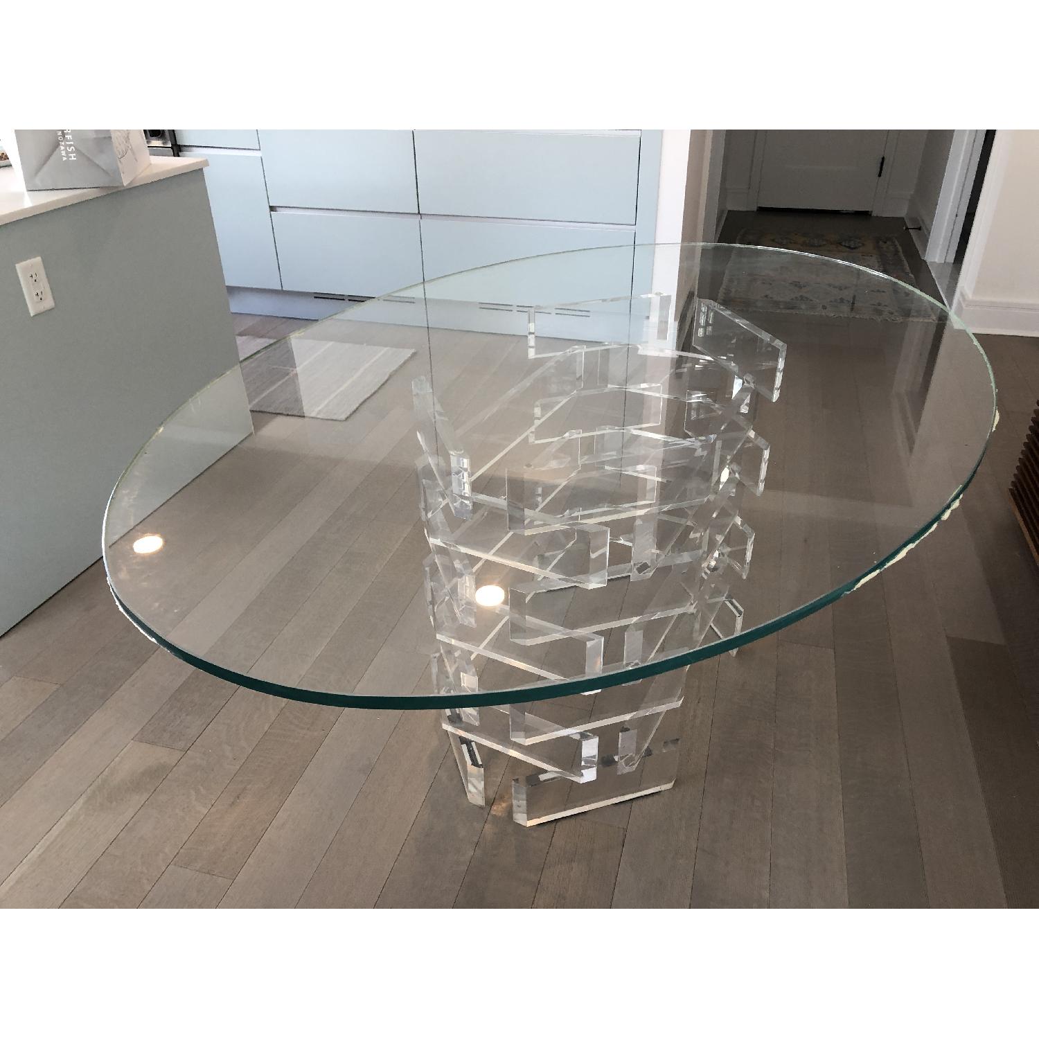 Oval Glass Table w/ Plexiglass Base - image-1