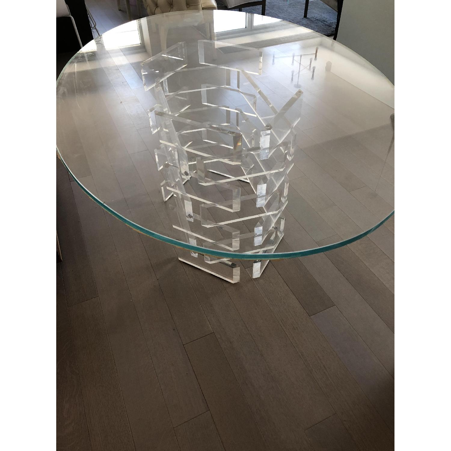 Oval Glass Table w/ Plexiglass Base - image-2