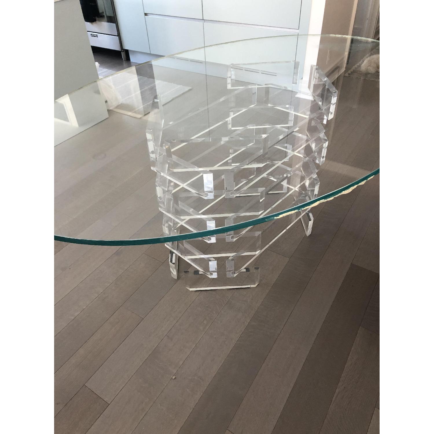 Oval Glass Table w/ Plexiglass Base - image-4