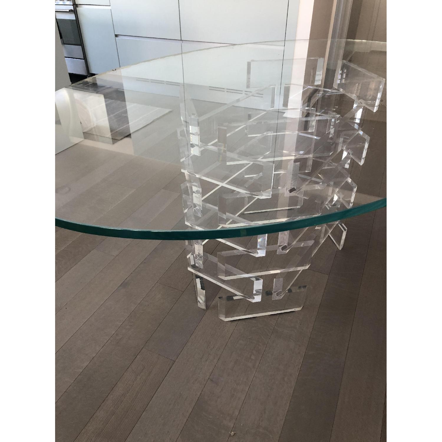 Oval Glass Table w/ Plexiglass Base - image-7