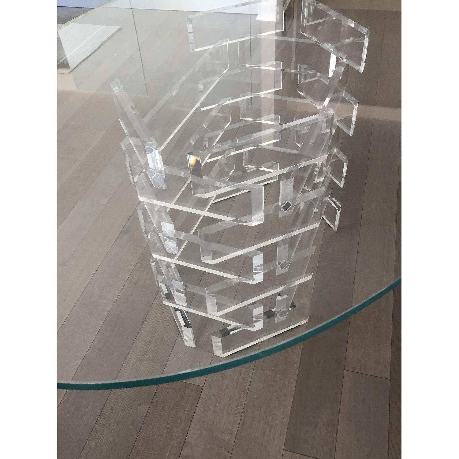 Oval Glass Table w/ Plexiglass Base - image-9