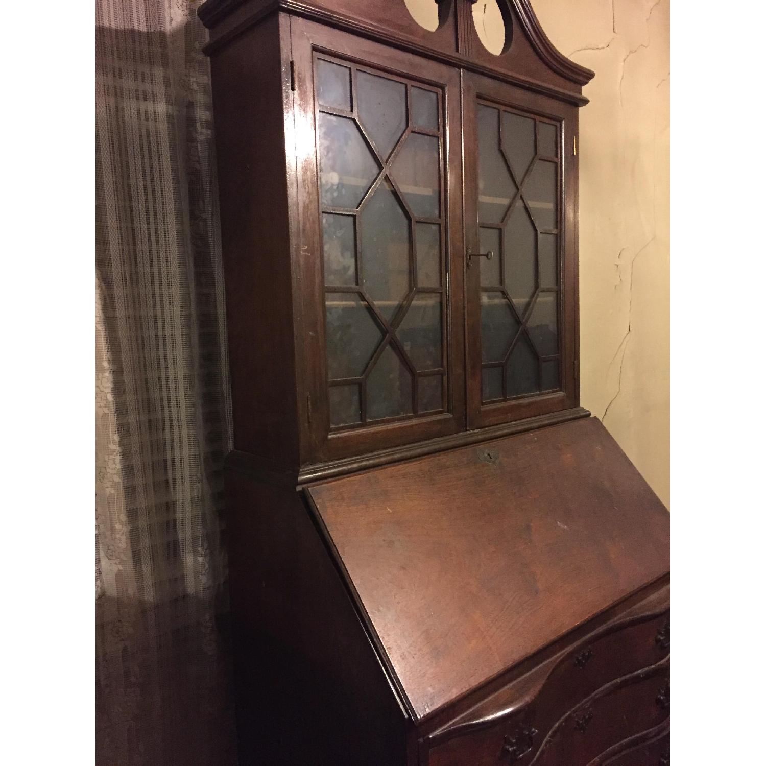 Antique Wooden Bookcase w/ Flip Top Desk - image-3