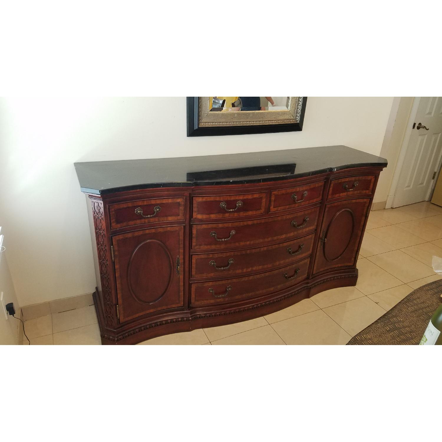 Solid Wood Server w/ Black Marble Top - image-1