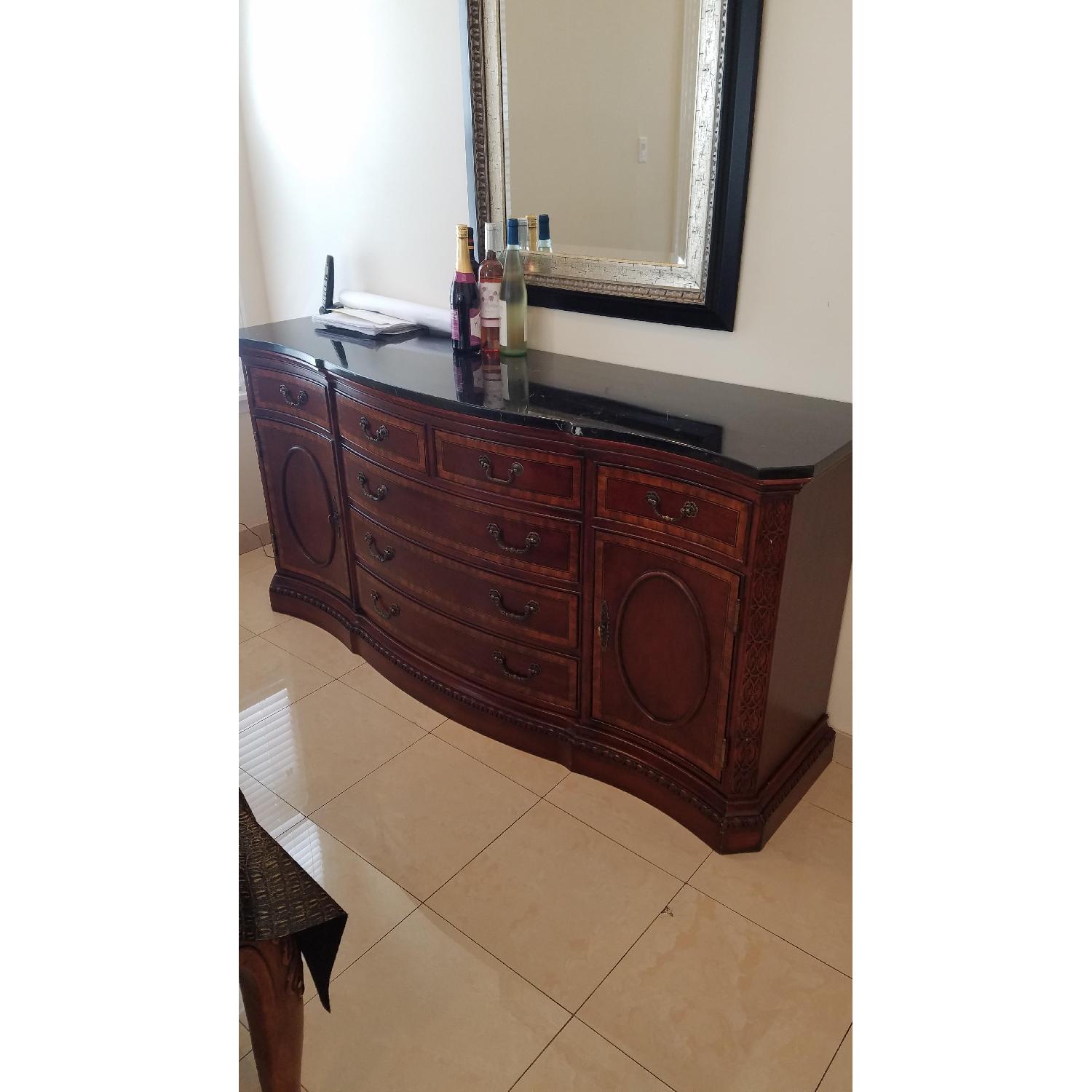 Solid Wood Server w/ Black Marble Top - image-2