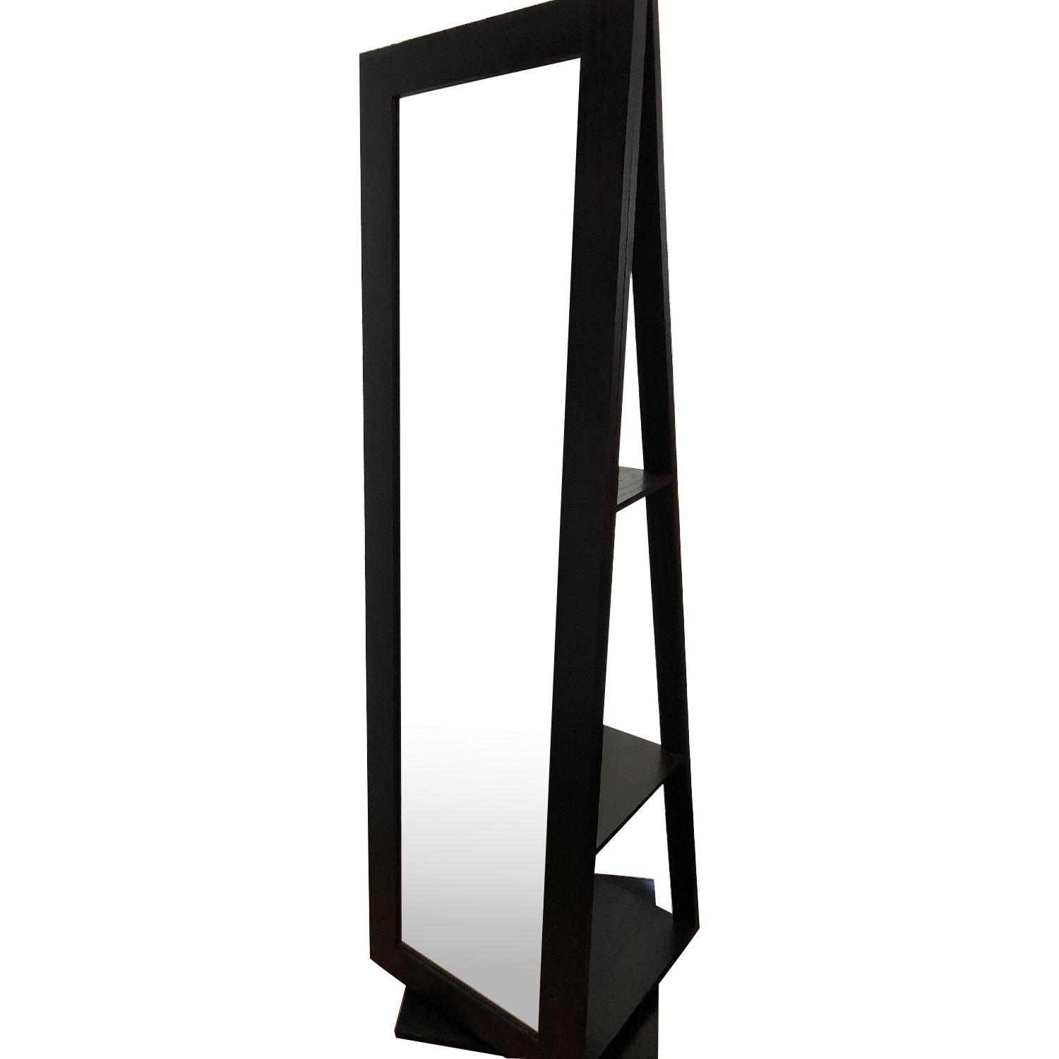 Crate & Barrel Floor Mirror w/ Rotating Shelves on Back - AptDeco