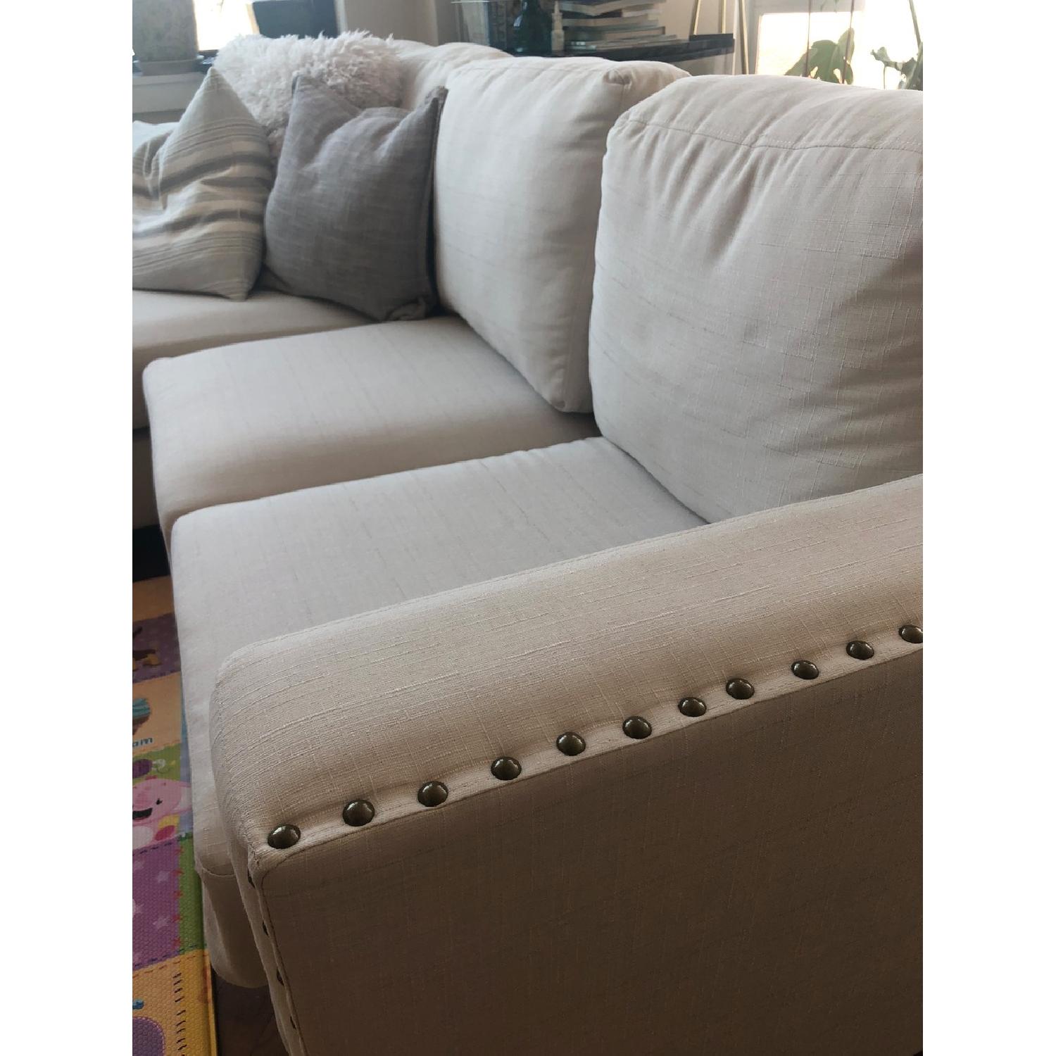 InspireQ Ivory Linen Track Arm Sectional Sofa w/ Chaise - image-2