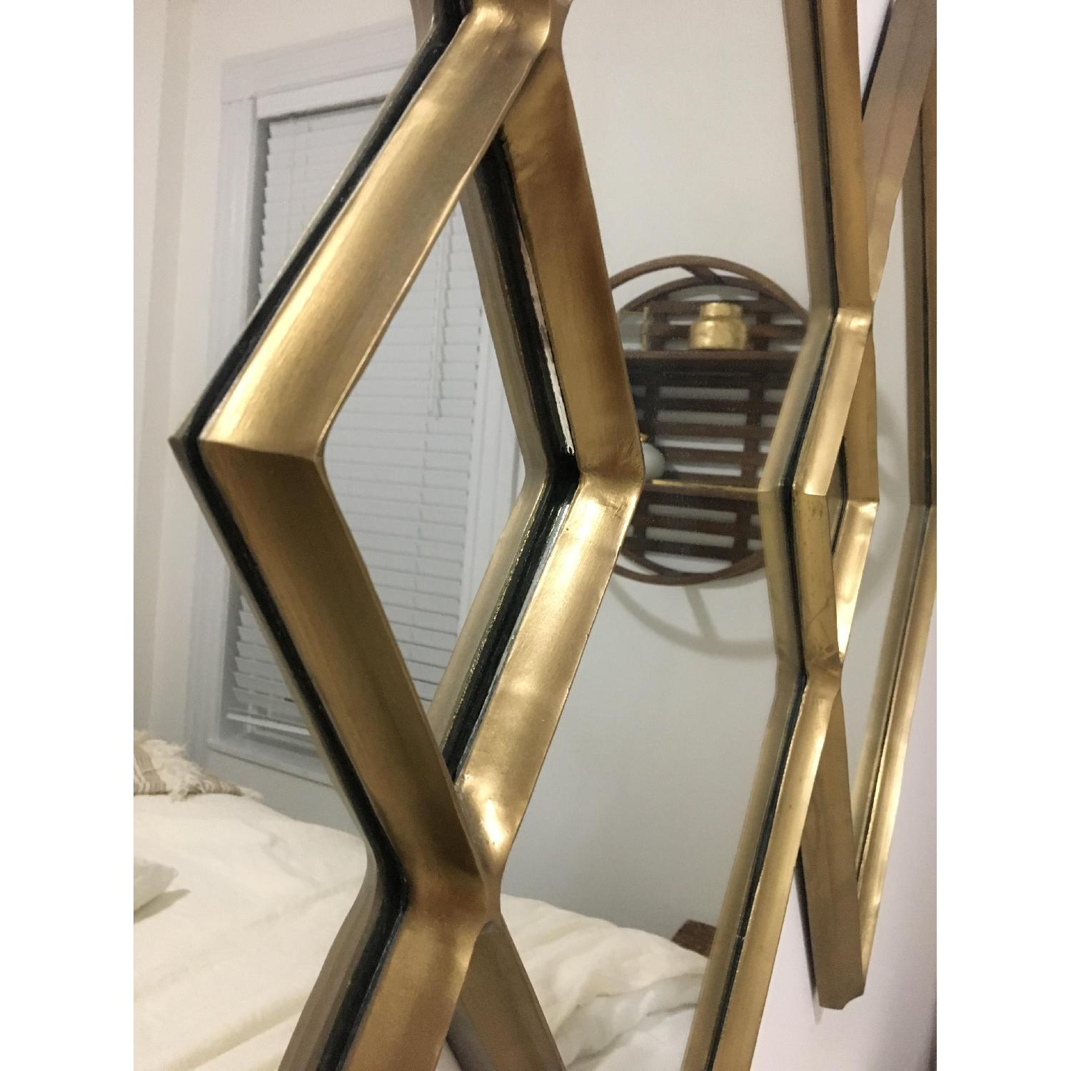 West Elm Overlapping Diamonds Mirror in Antique Brass AptDeco