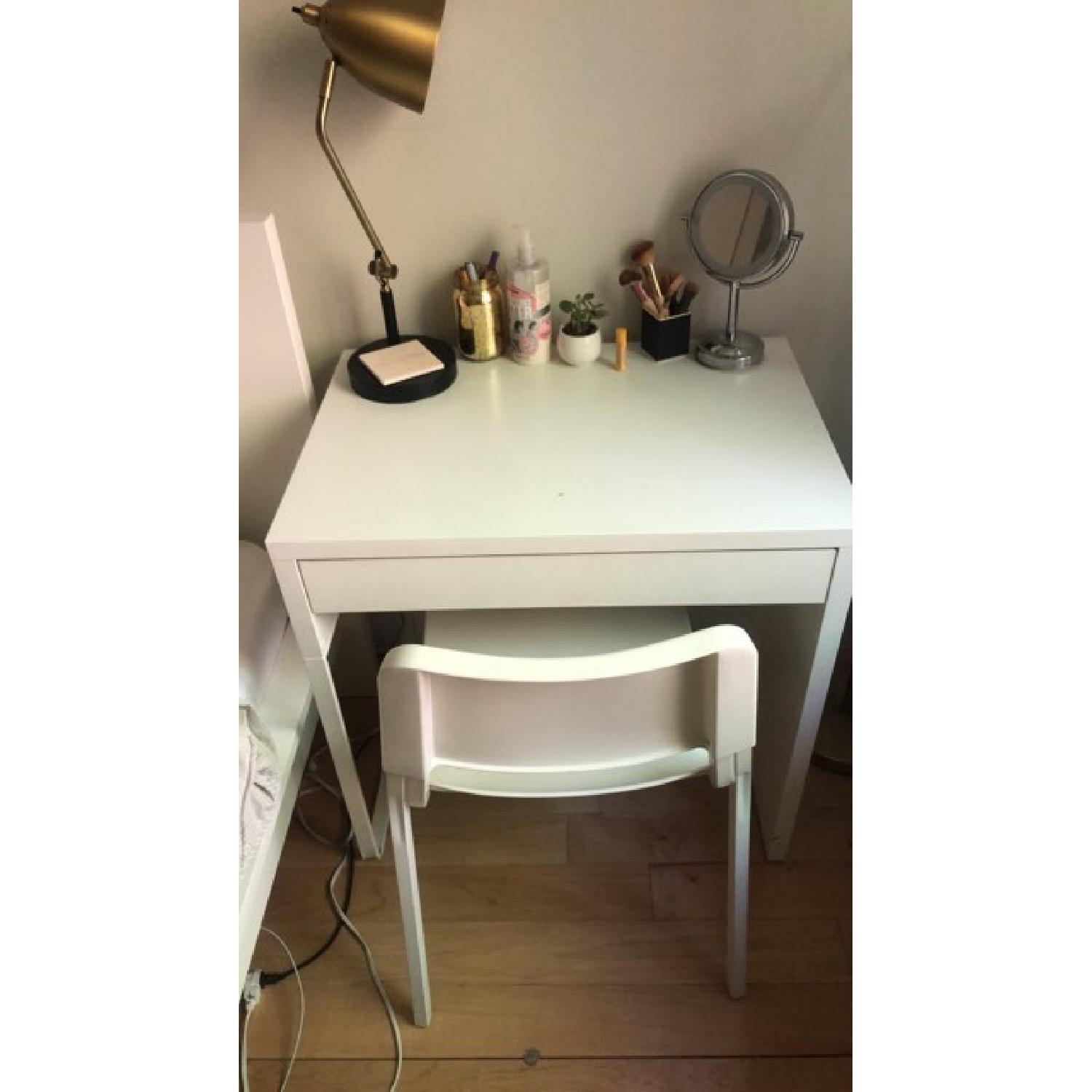 Ikea White Micke Desk & Theodores Chair AptDeco