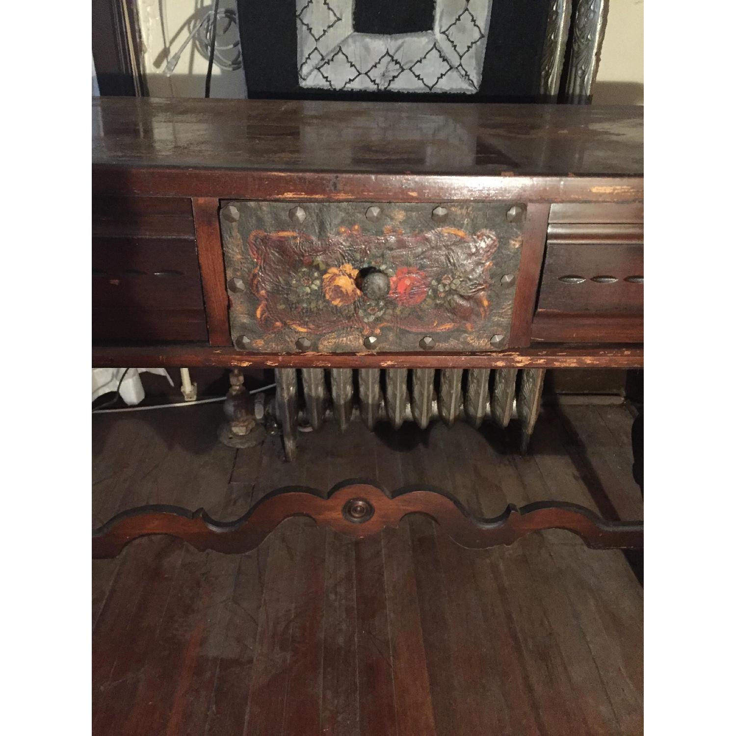 Antique Wooden Floral Design Desk - image-1