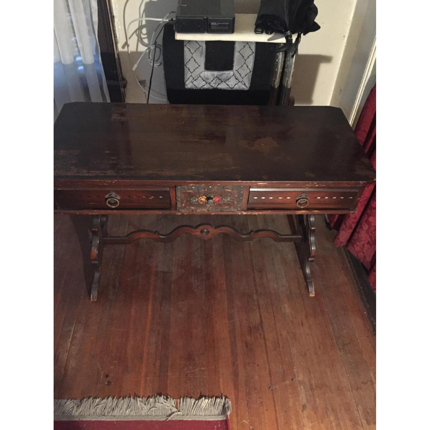 Antique Wooden Floral Design Desk - image-2