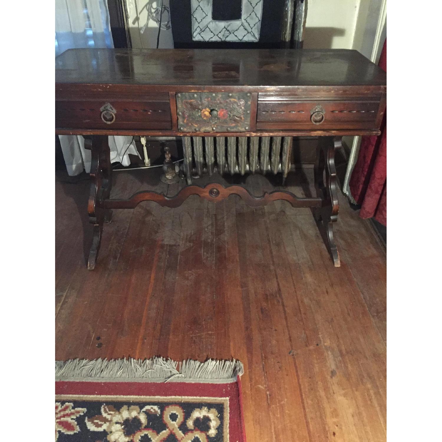Antique Wooden Floral Design Desk - image-3