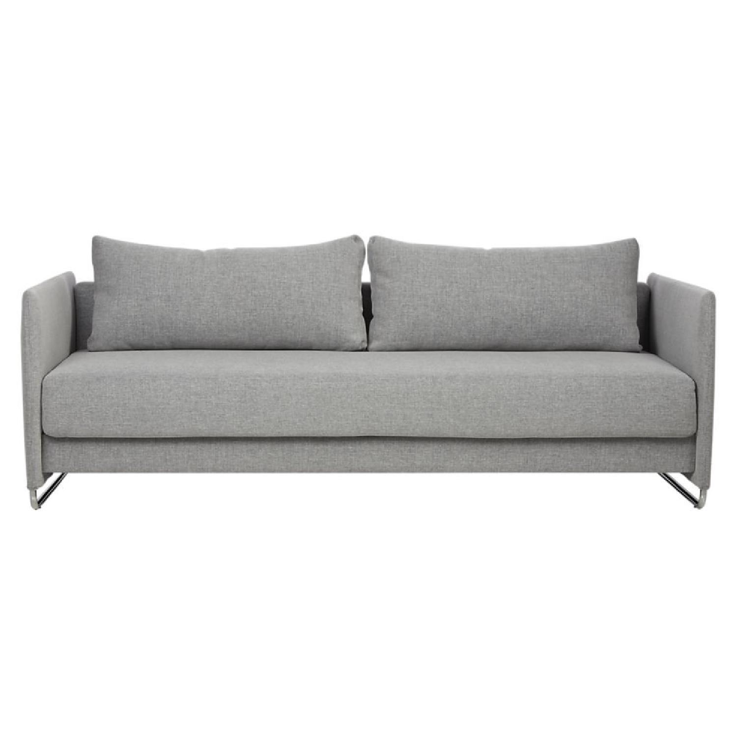 CB2 Tandom Microgrid Grey Sleeper Sofa AptDeco