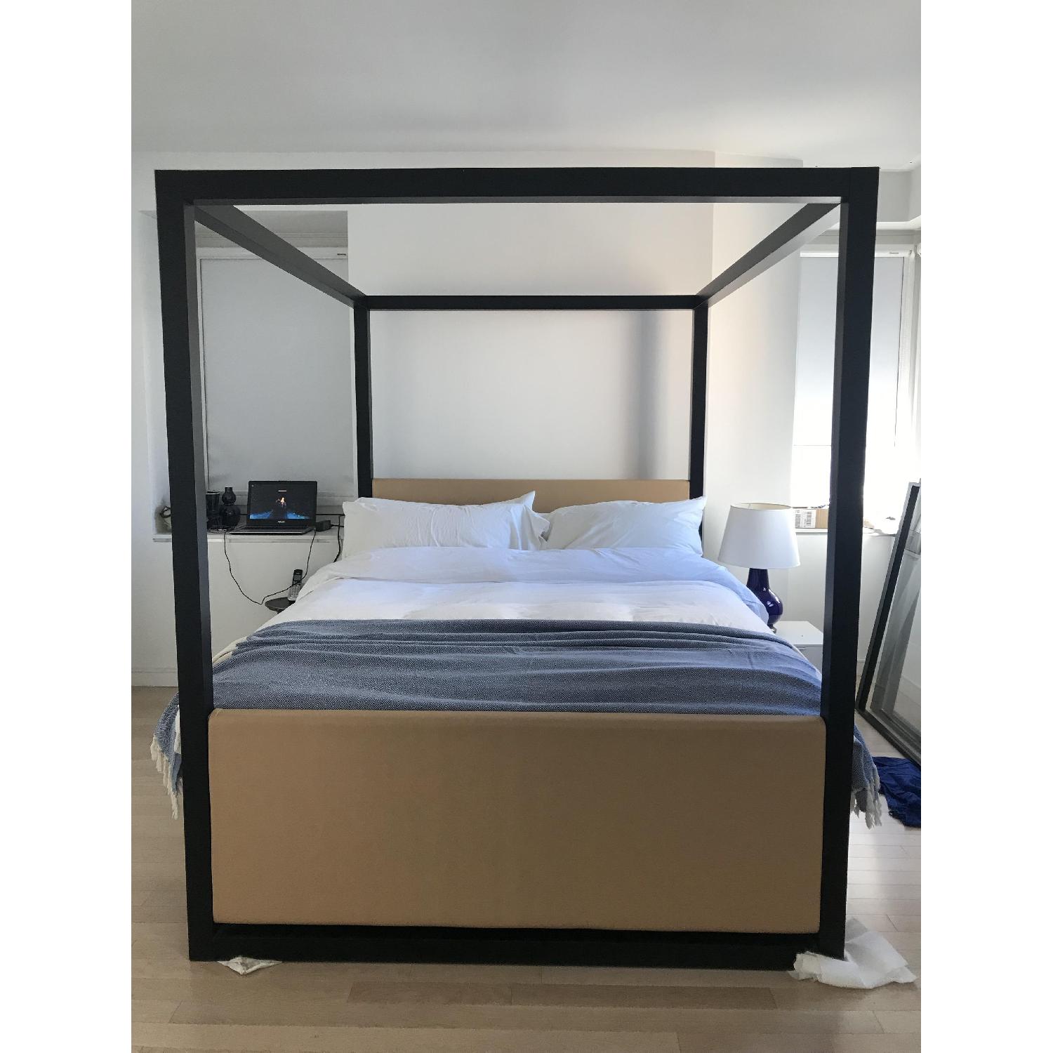 Solid Oak Queen Size Canopy Bed - image-1