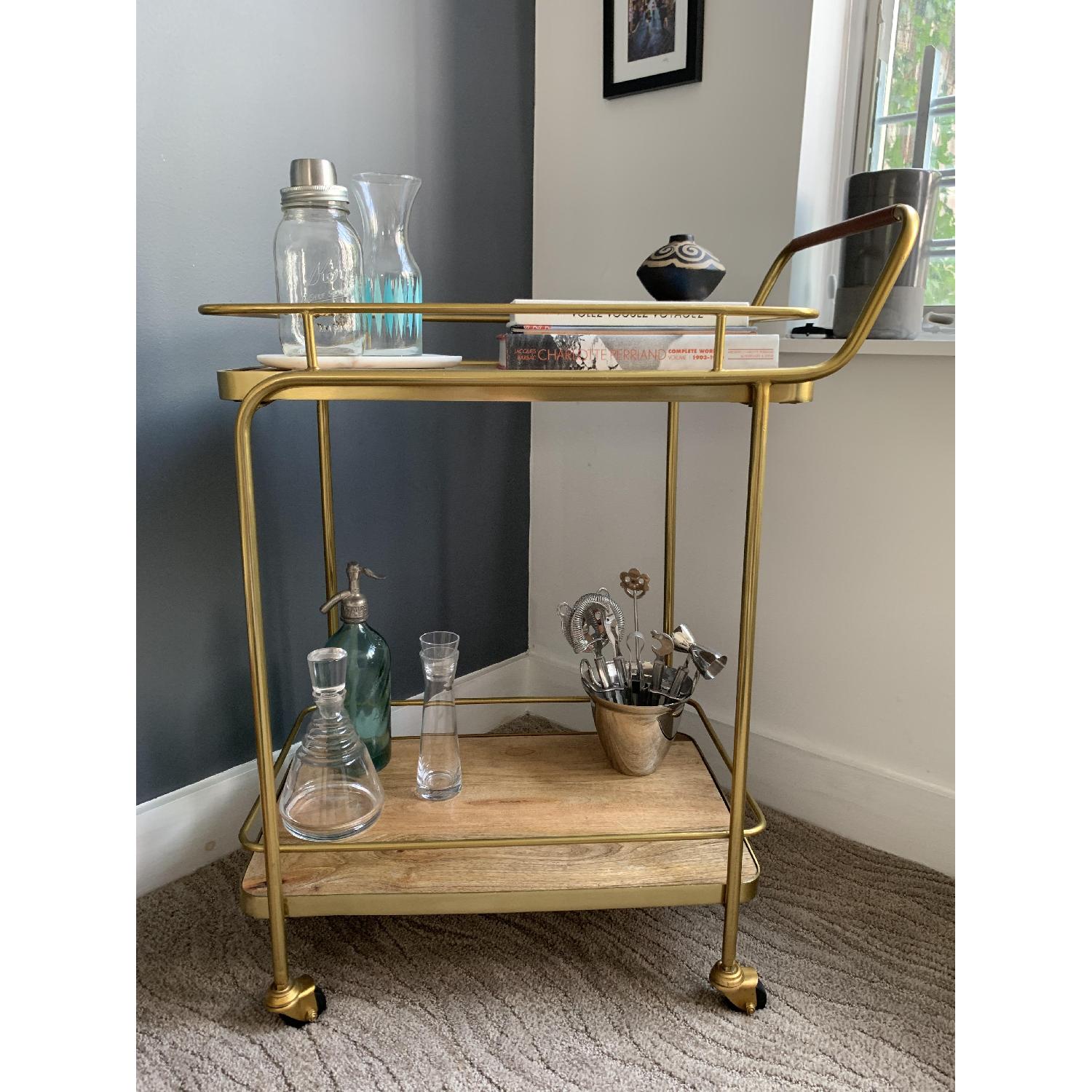 Target Gold Bar Cart w/ Leather Handle - image-1