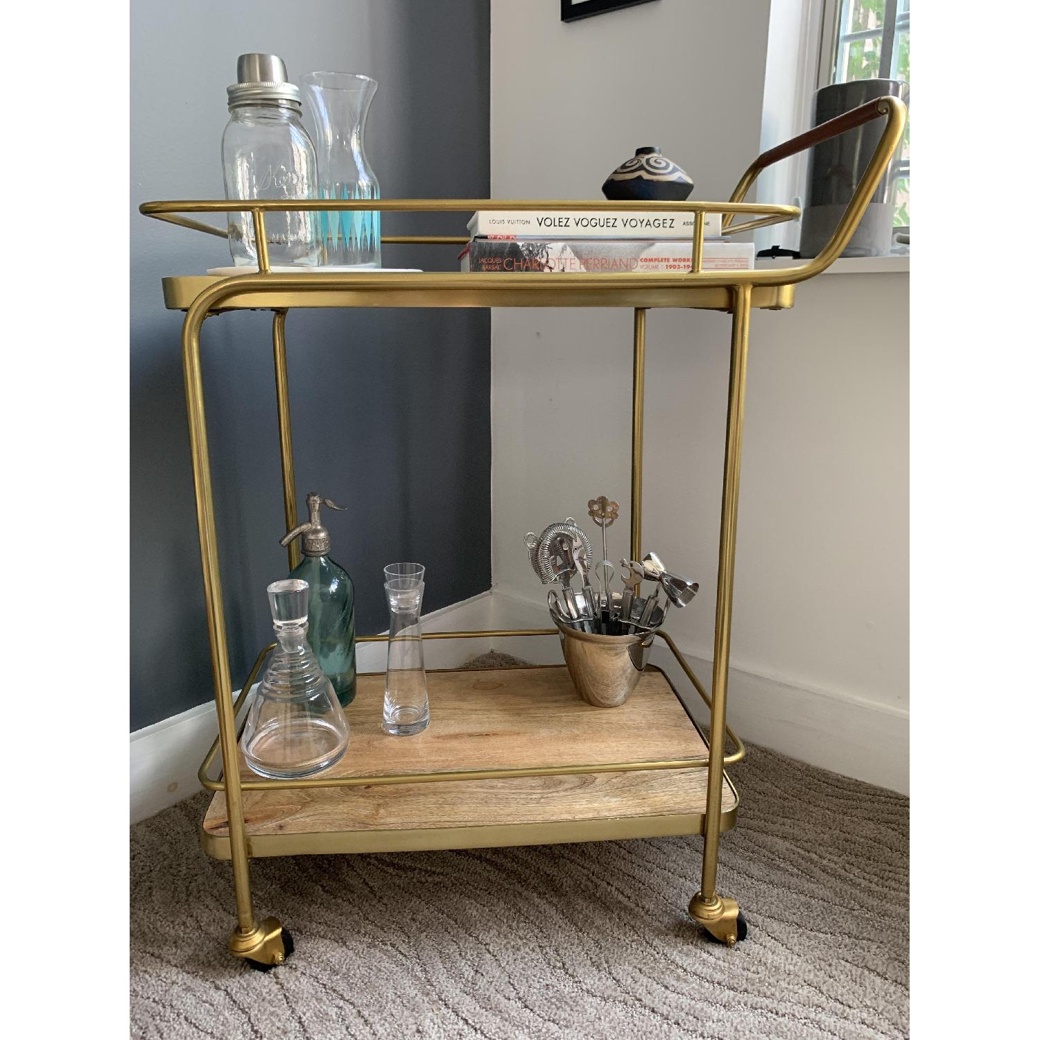Target Gold Bar Cart w/ Leather Handle - image-2