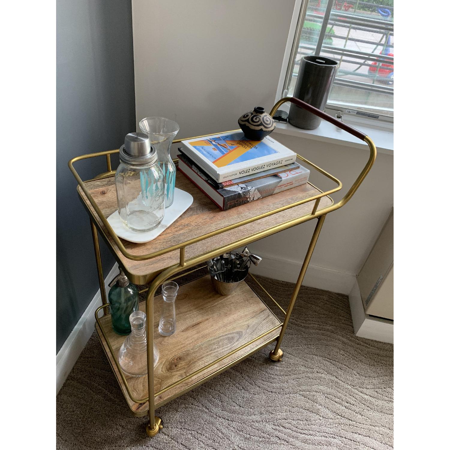 Target Gold Bar Cart w/ Leather Handle - image-3