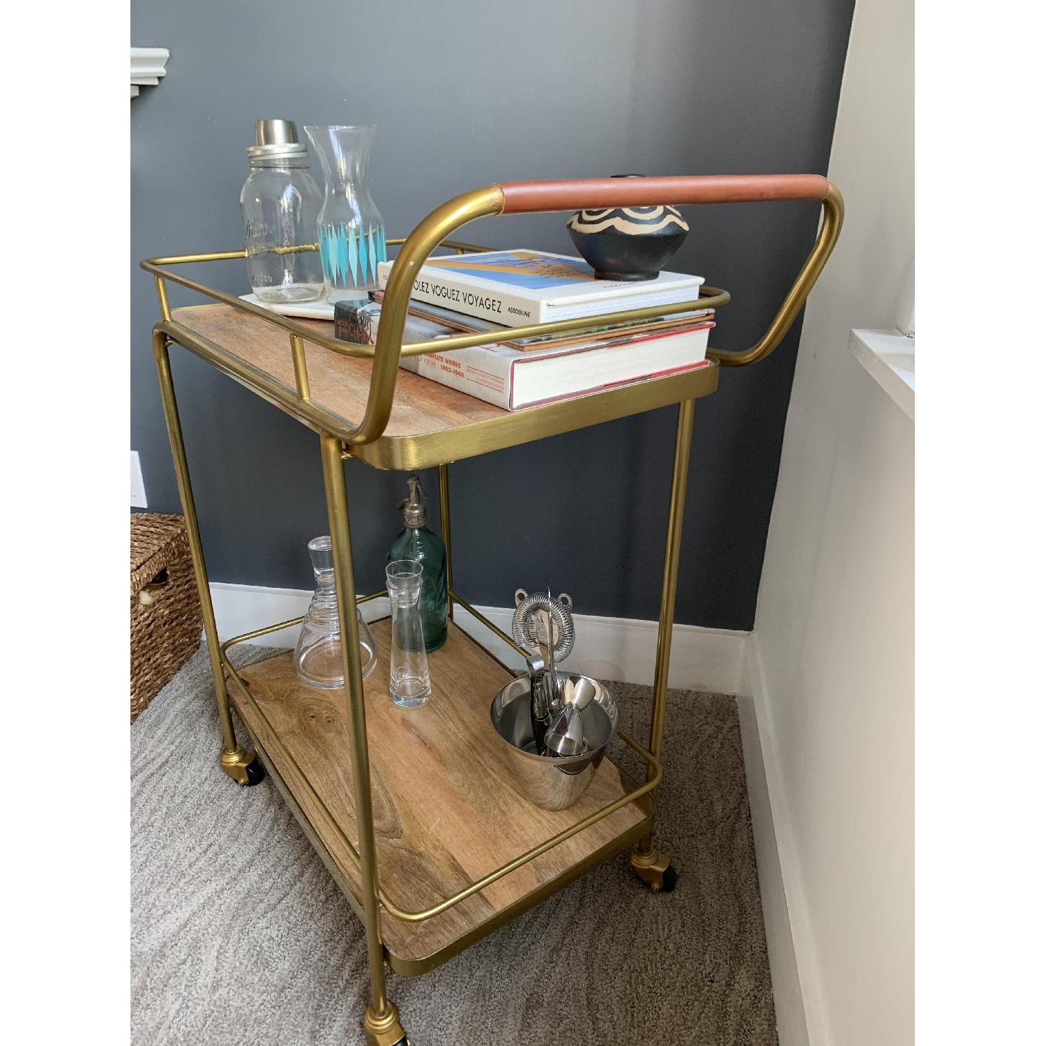 Target Gold Bar Cart w/ Leather Handle - image-4