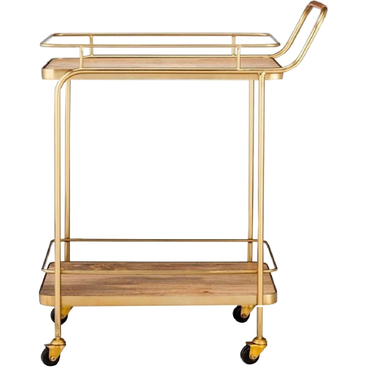 Target Gold Bar Cart w/ Leather Handle - image-0