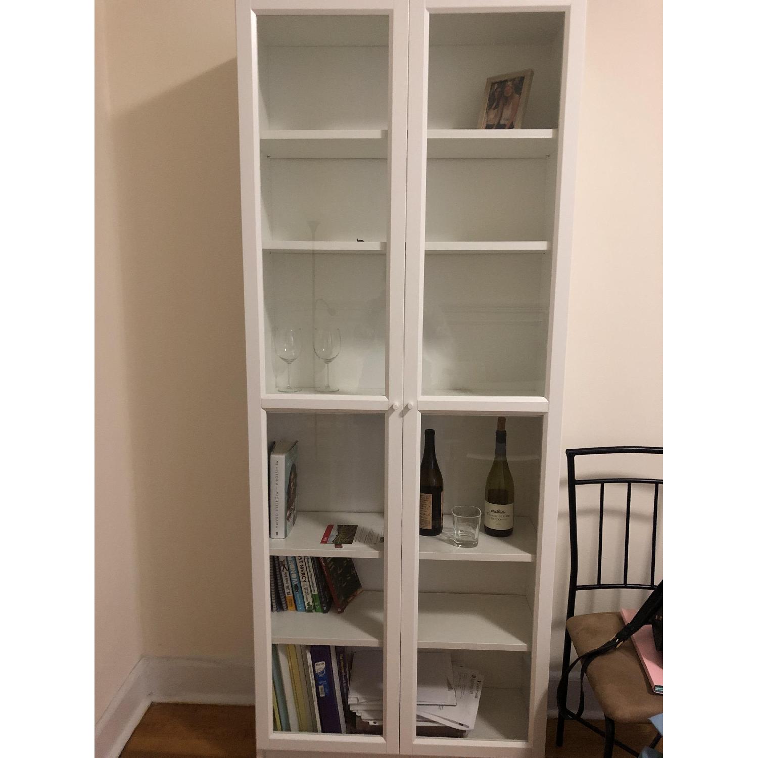 Ikea White Bookcase w/ Glass Door - image-2