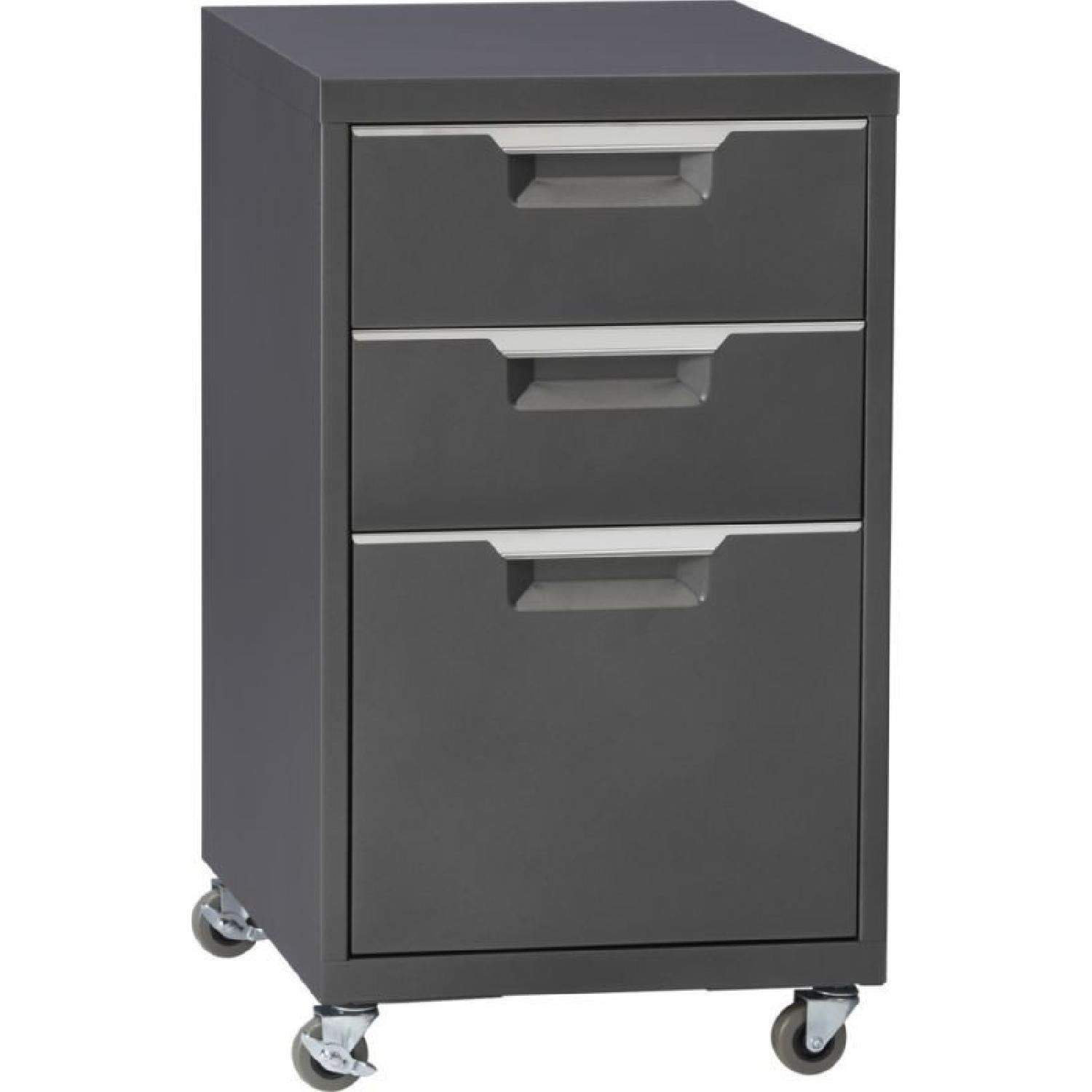 Crate & Barrel Chrome Computer Desk w/ File AptDeco