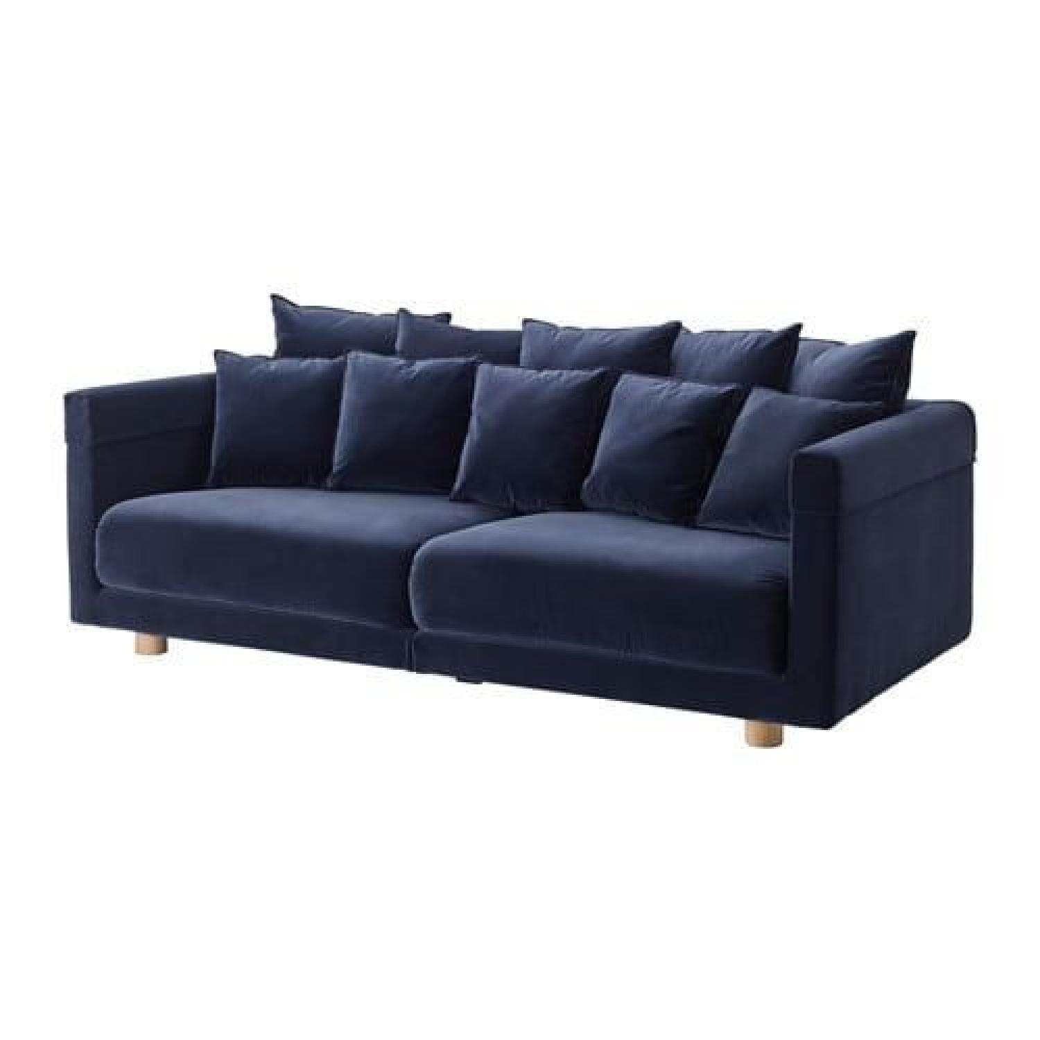 Ikea Stockholm Blue Velvet Sofa - image-0
