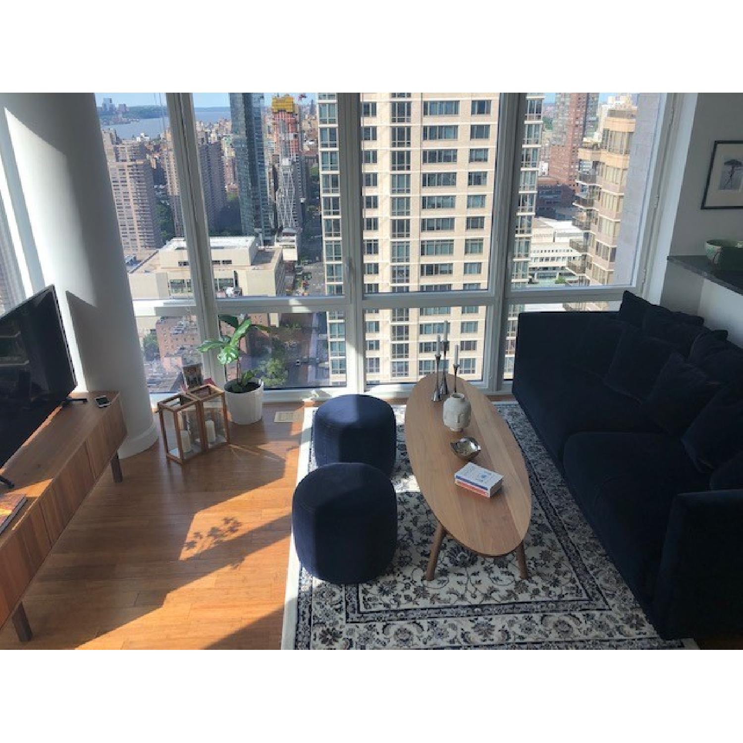 Ikea Stockholm Blue Velvet Ottoman - image-2