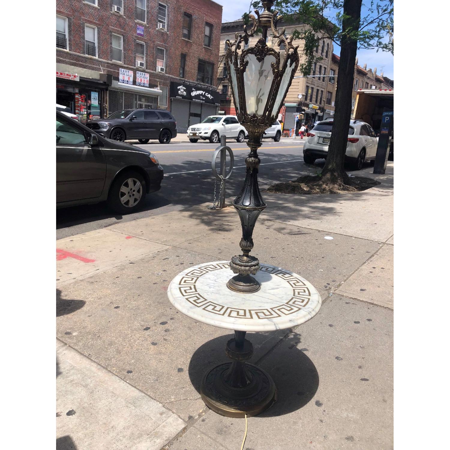 Vintage 1970s Marble & Brass Floor Lamp w/ Tray Table ...