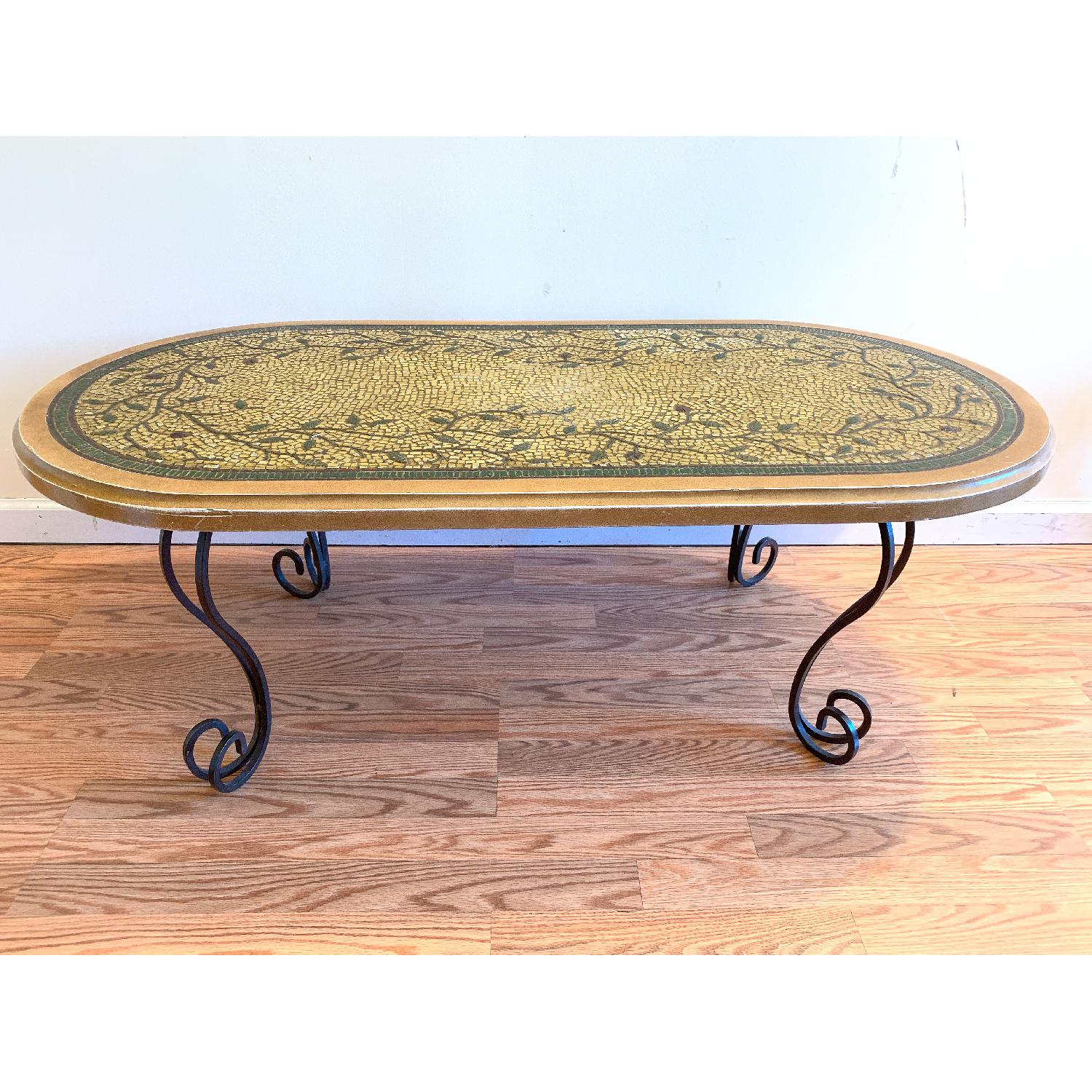 Pier 1 Brown Olive Mosaic Oval Coffee Table - image-1