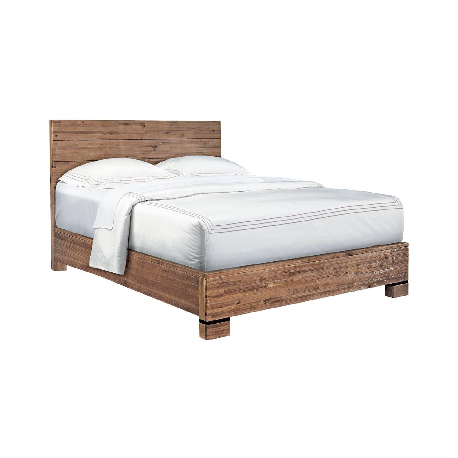 Macys Danish Style Acacia Wood Queen Size Bed Frame AptDeco