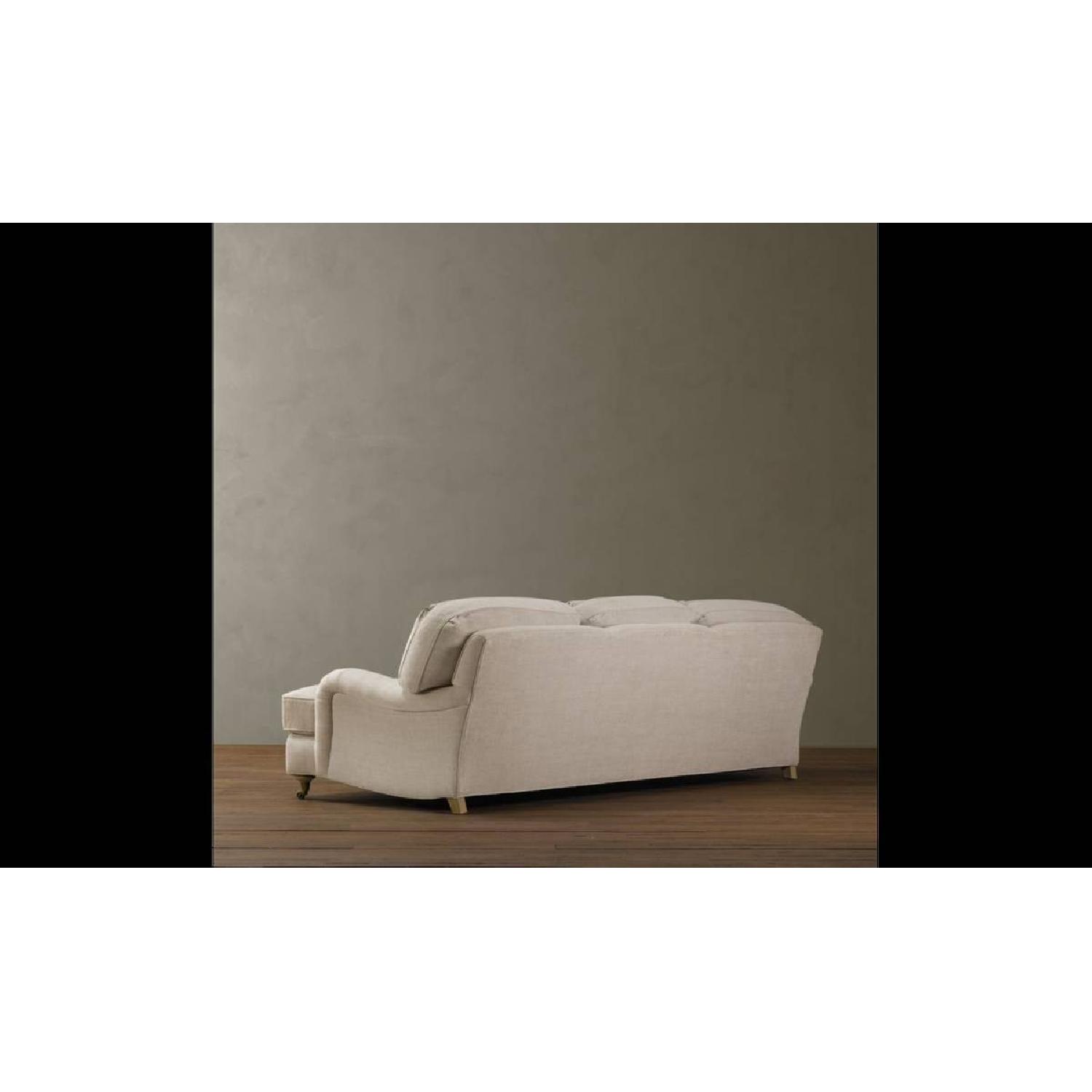 Restoration Hardware Belgian Linen English Roll Arm Sofa - image-3