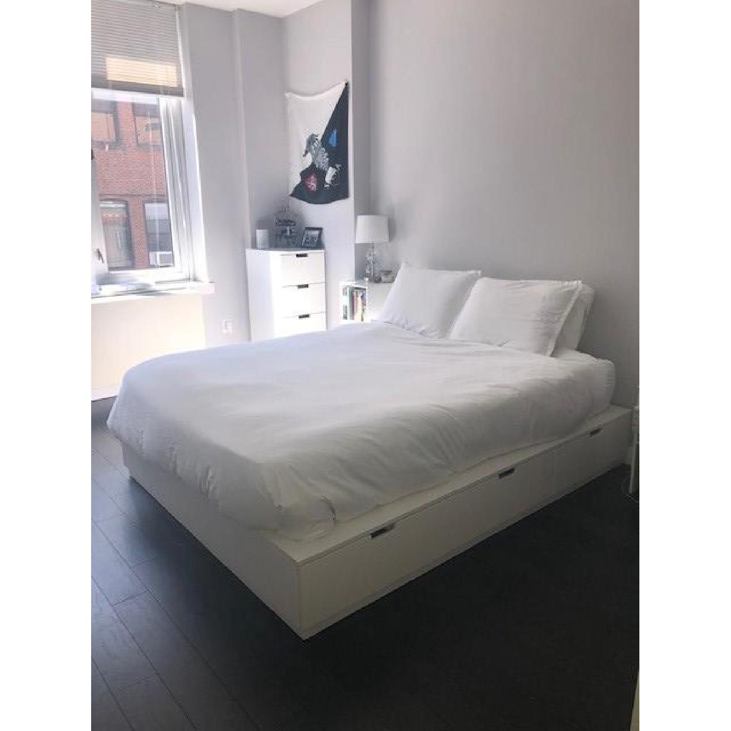 Ikea Nordli White Queen Bed Frame w/ Storage - image-3