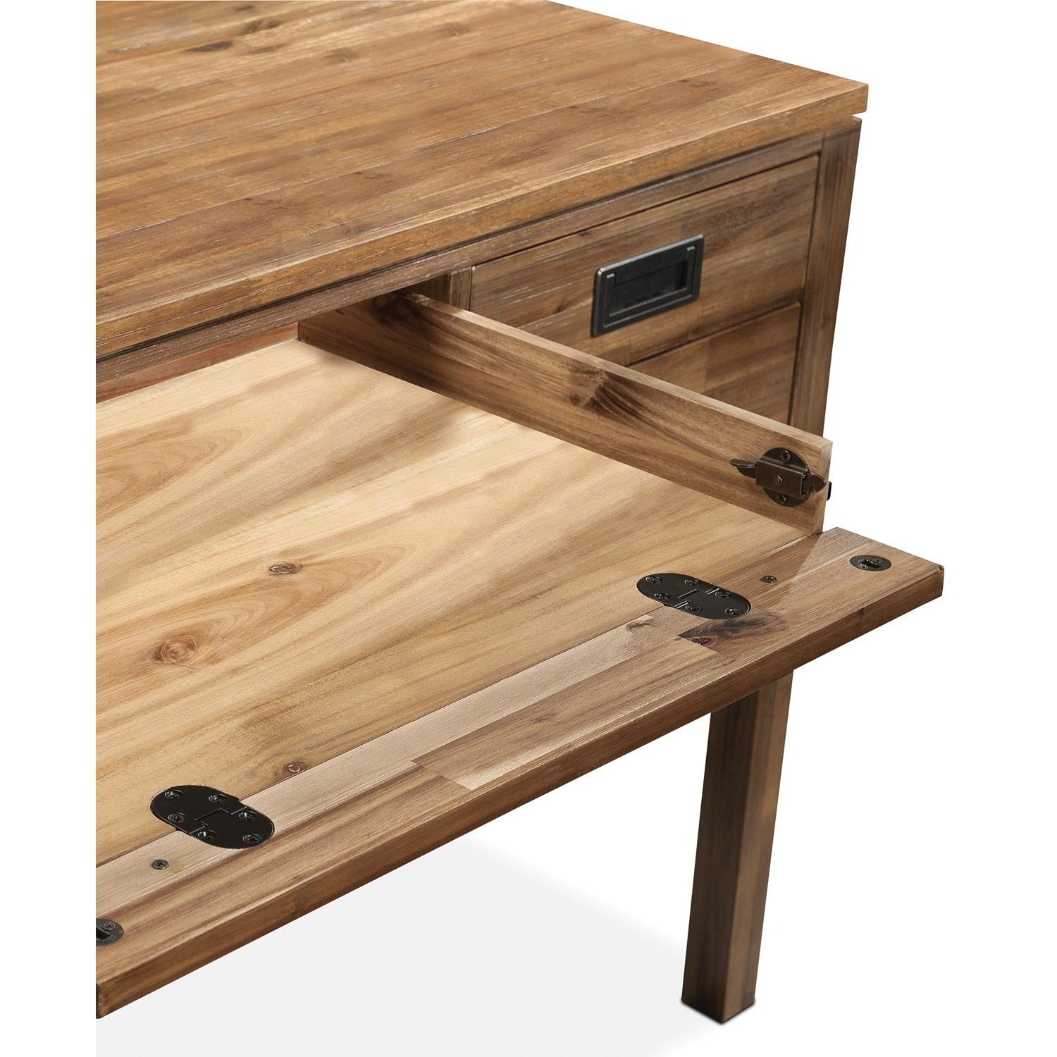 Macy's Solid Acacia Wood Desk + Printer Table - image-1