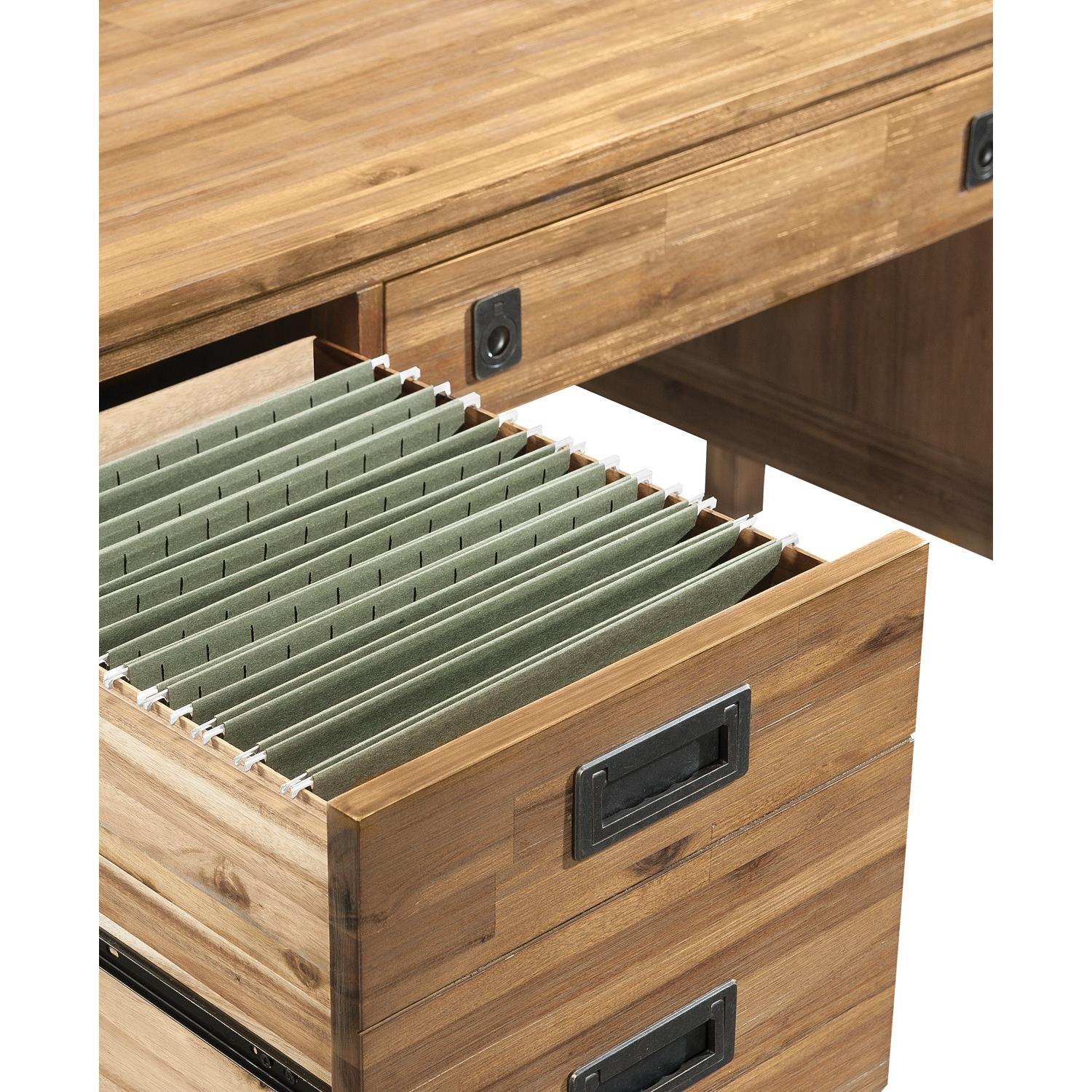 Macy's Solid Acacia Wood Desk + Printer Table - image-2