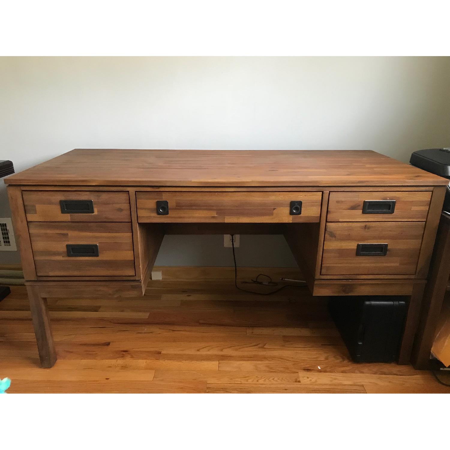 Macy's Solid Acacia Wood Desk + Printer Table - image-3