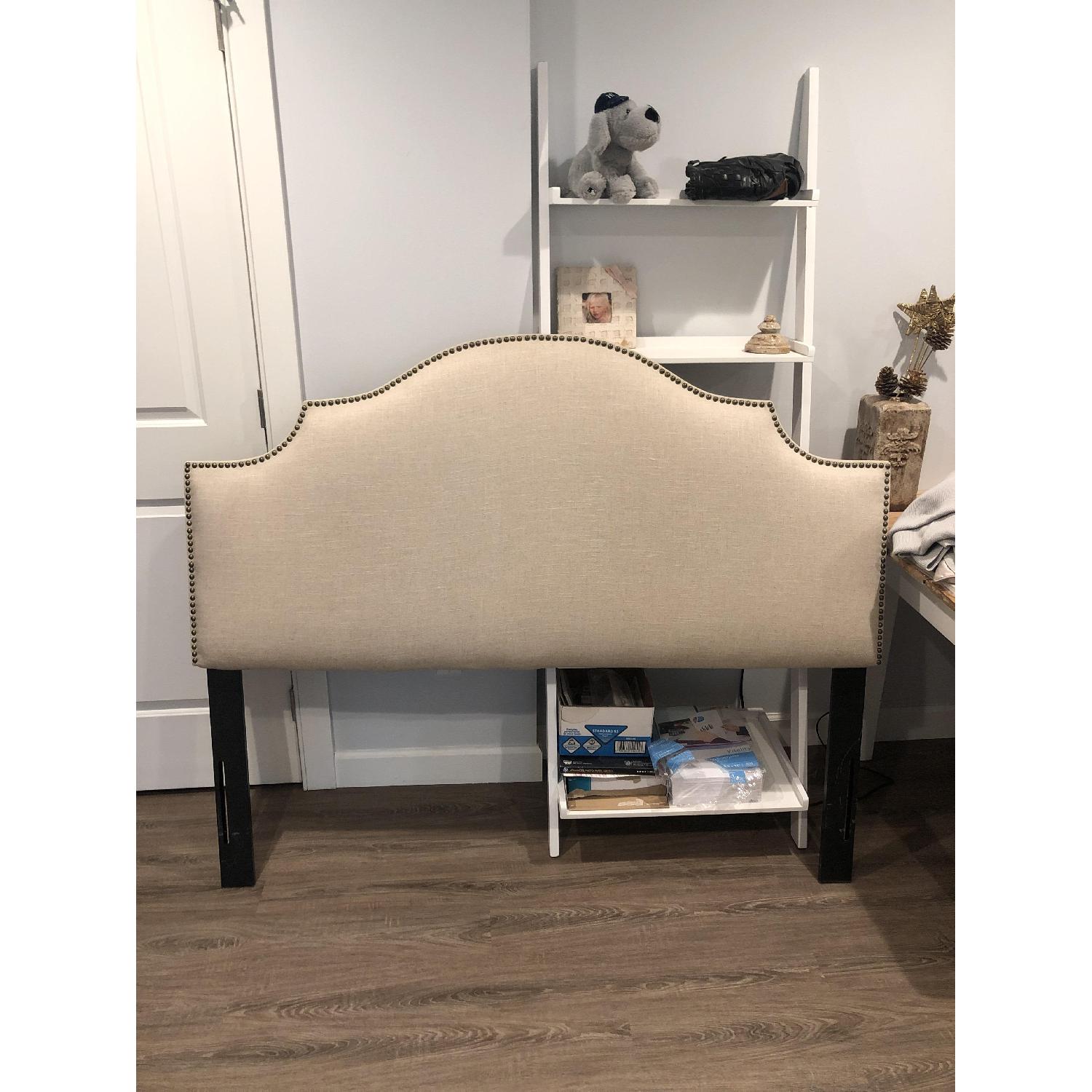 Skyline Upholstered & Nailhead Studded Queen Headboard - image-1