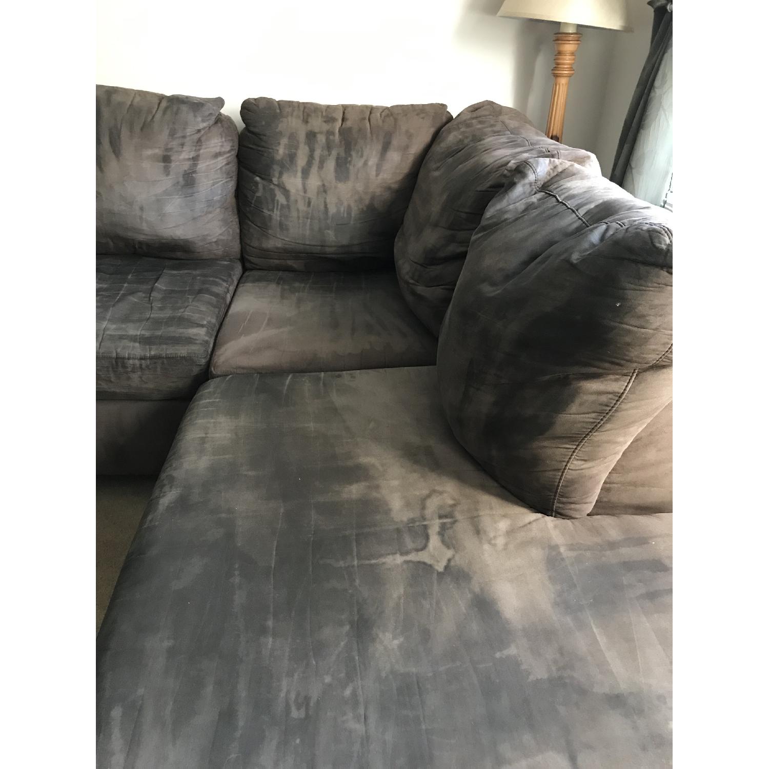 Contemporary 2-Piece Sectional Sofa in Grey Fabric - image-2