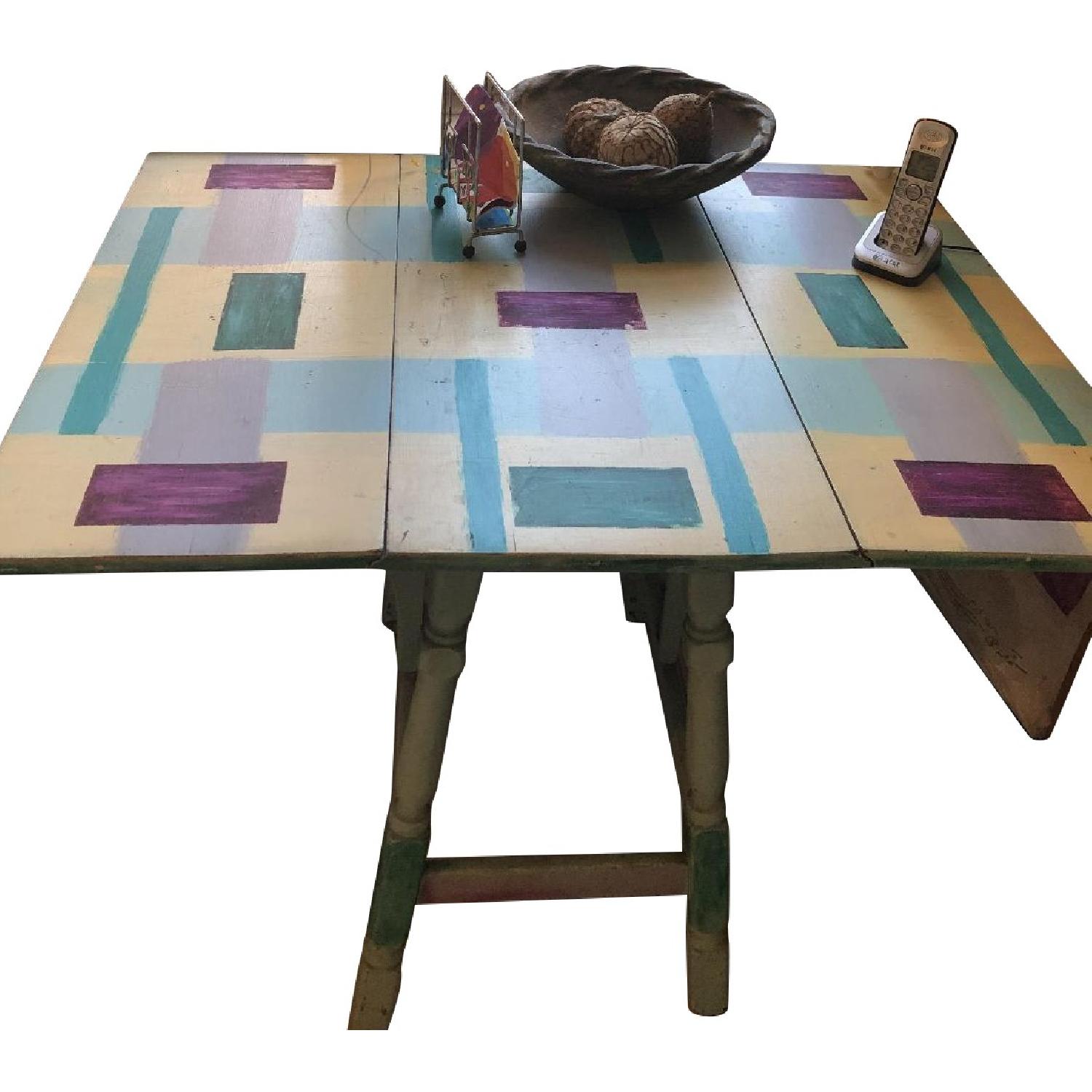 Antique Custom Hand Painted Folding Dining Table AptDeco