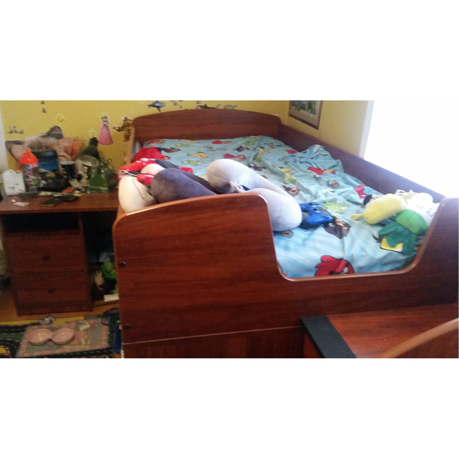 Dark Brown Loft Bed w/ Pull Out Desk & 11 Drawers - image-2