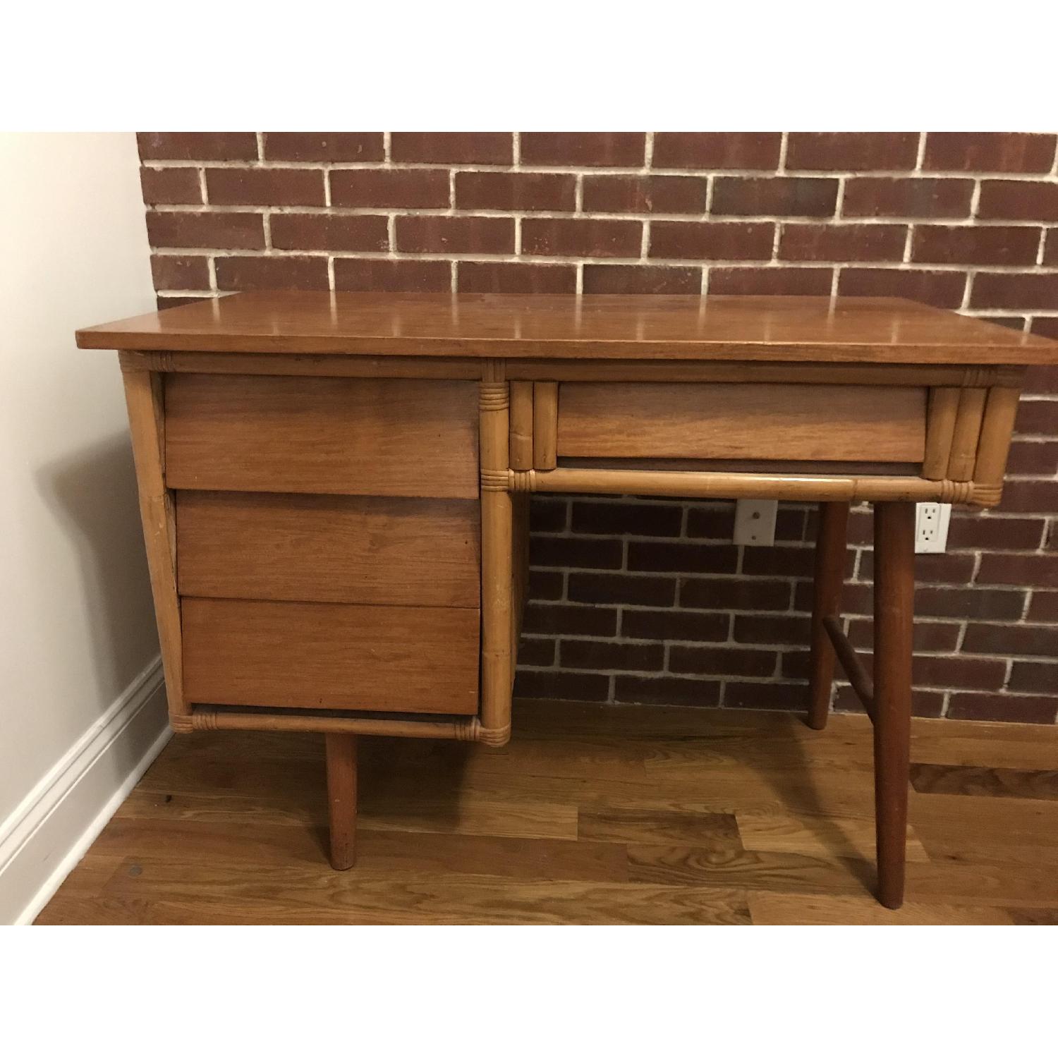 Vintage 1970's Bamboo Style Desk - image-1