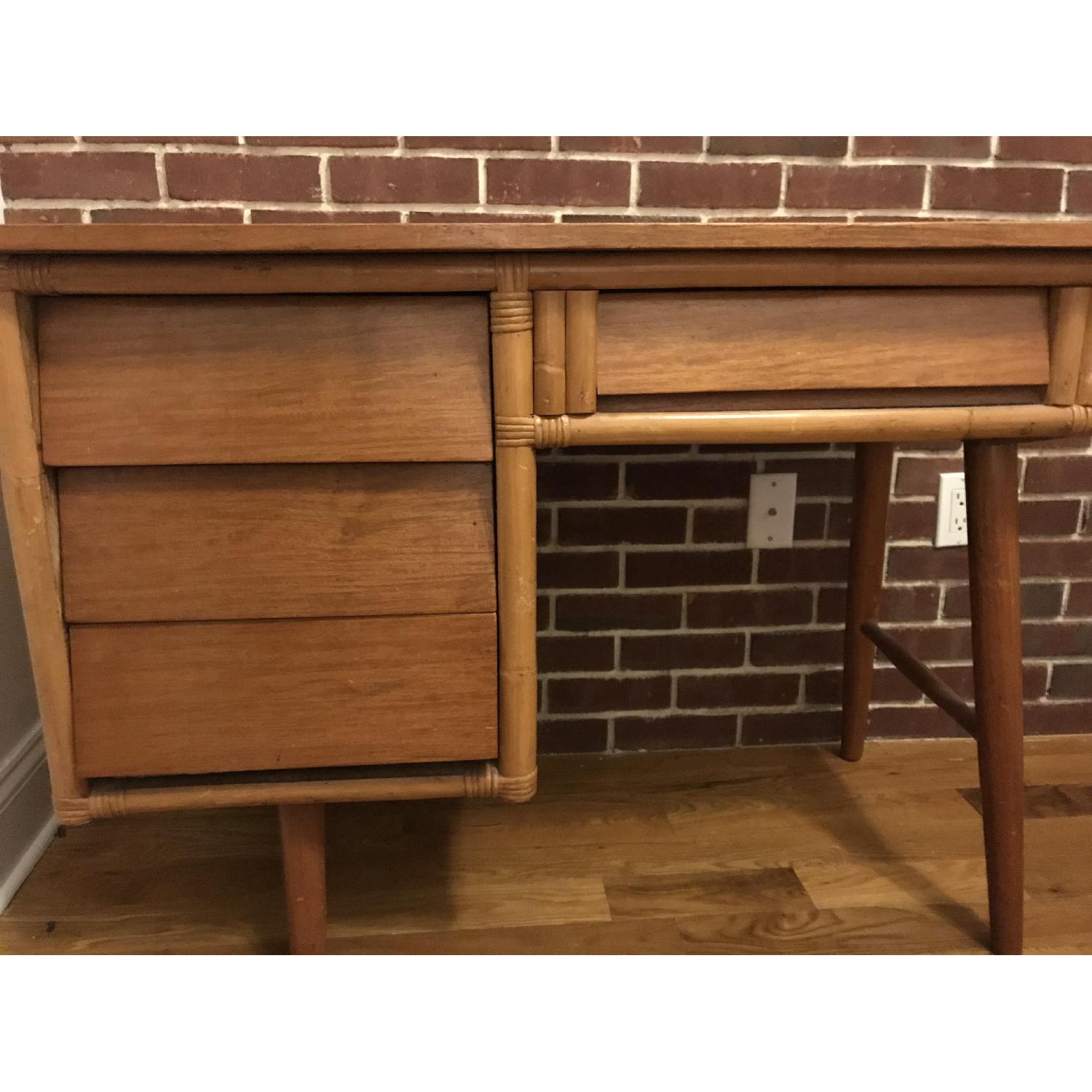 Vintage 1970's Bamboo Style Desk - image-2