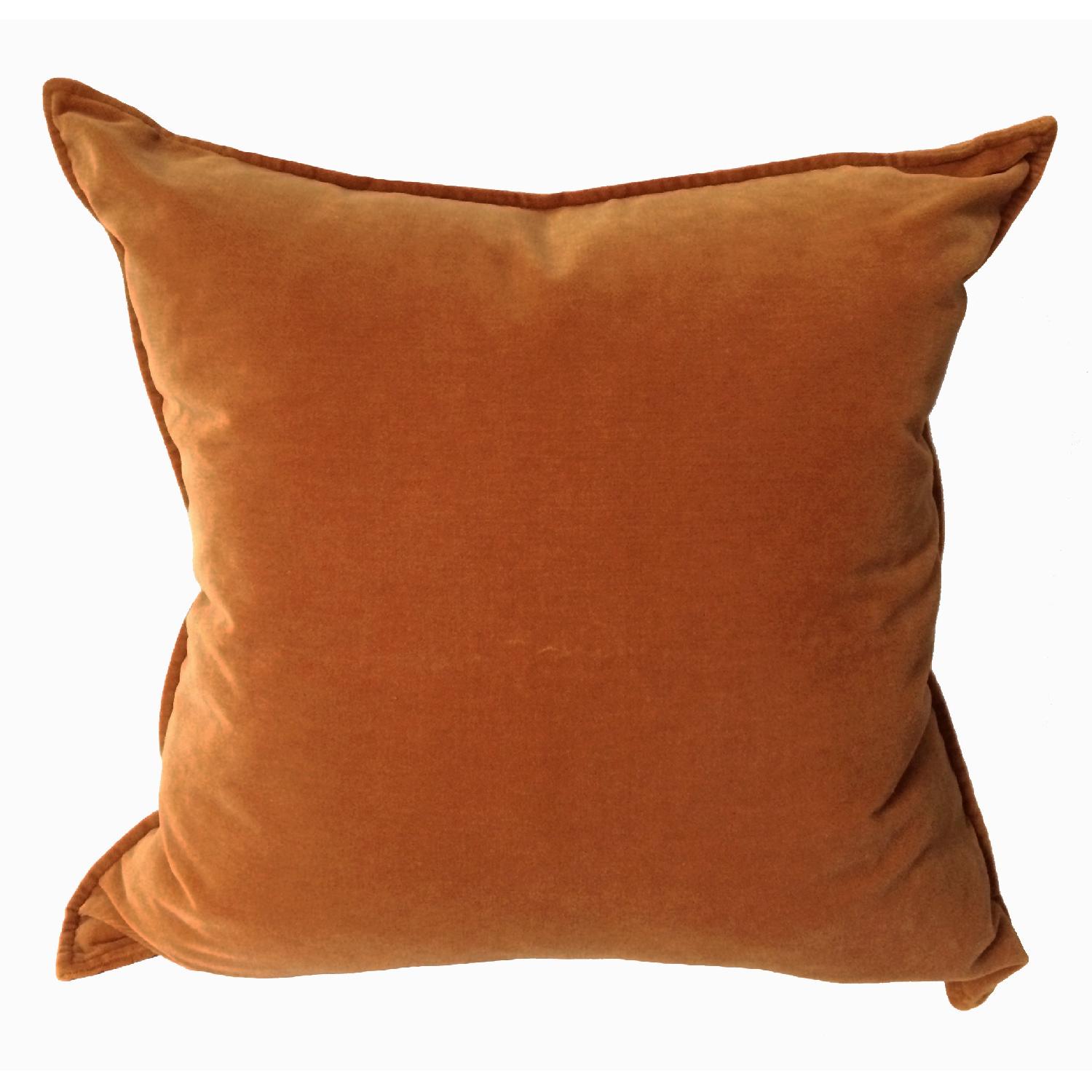 Crate & Barrel Velvet Pillow Cover in Cognac/Rust Orange AptDeco